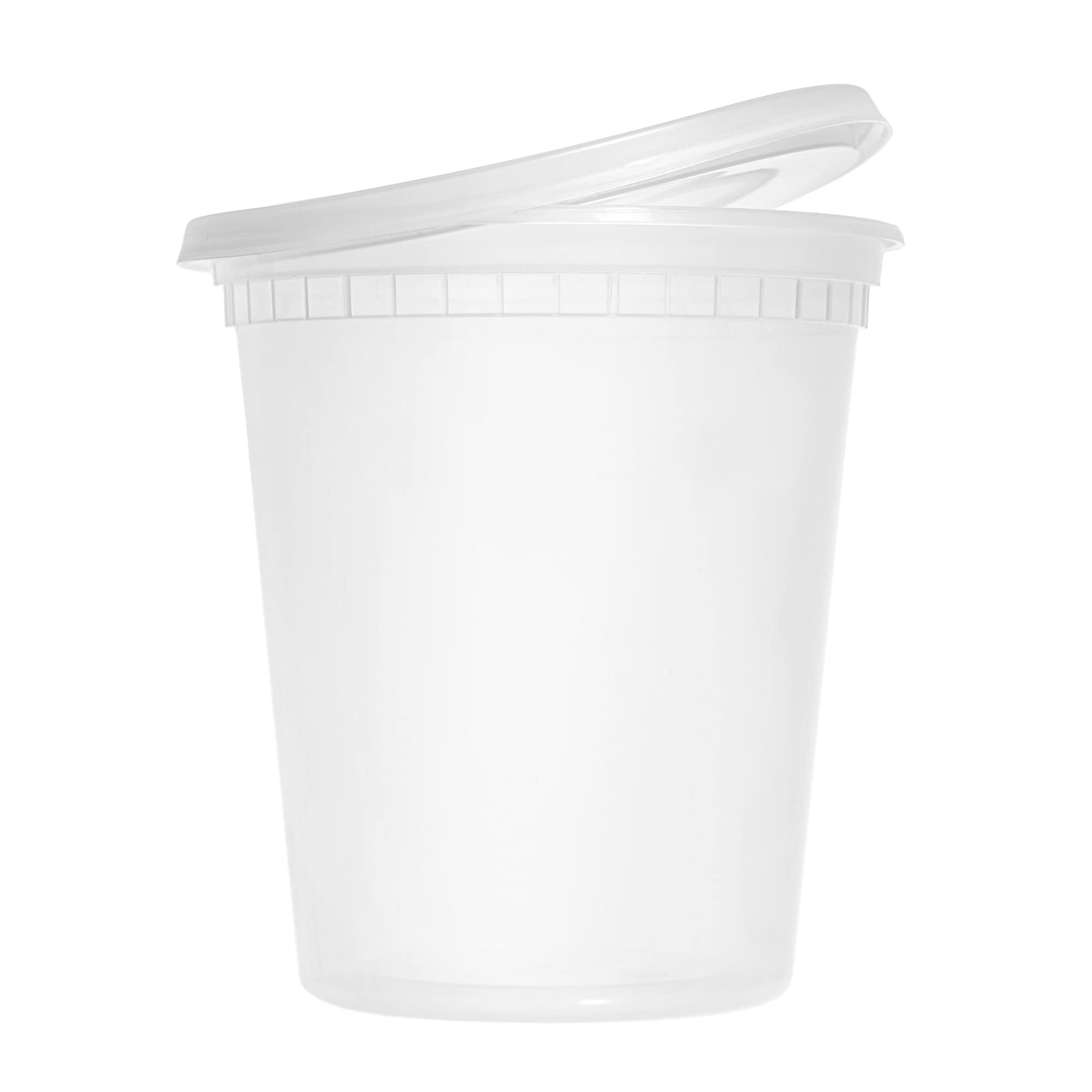 Stackables 12-Pack Round Food Storage Containers (32oz/946ml) with Lids - Reusable Microwave & Dishwasher Safe Plastic Deli Containers - Perfect for Meal Prep, Leftovers, Soup Storage & Takeout