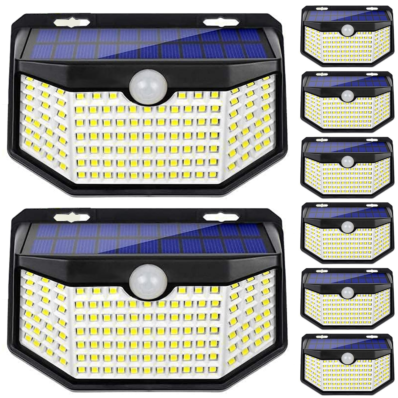HMCITY 8 Pack Solar Outdoor Lights with PIR Motion Sensor - IP65 Waterproof Solar Wall Lights for Garden, Patio, Pathway, Yard & Driveway Security Lighting