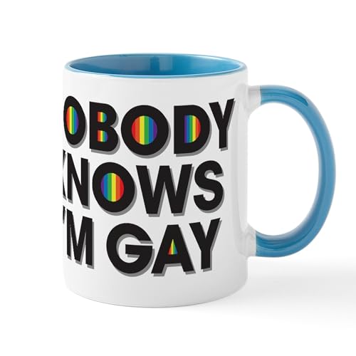 White/Blue Inside - Nobody Knows I'm Gay Mug