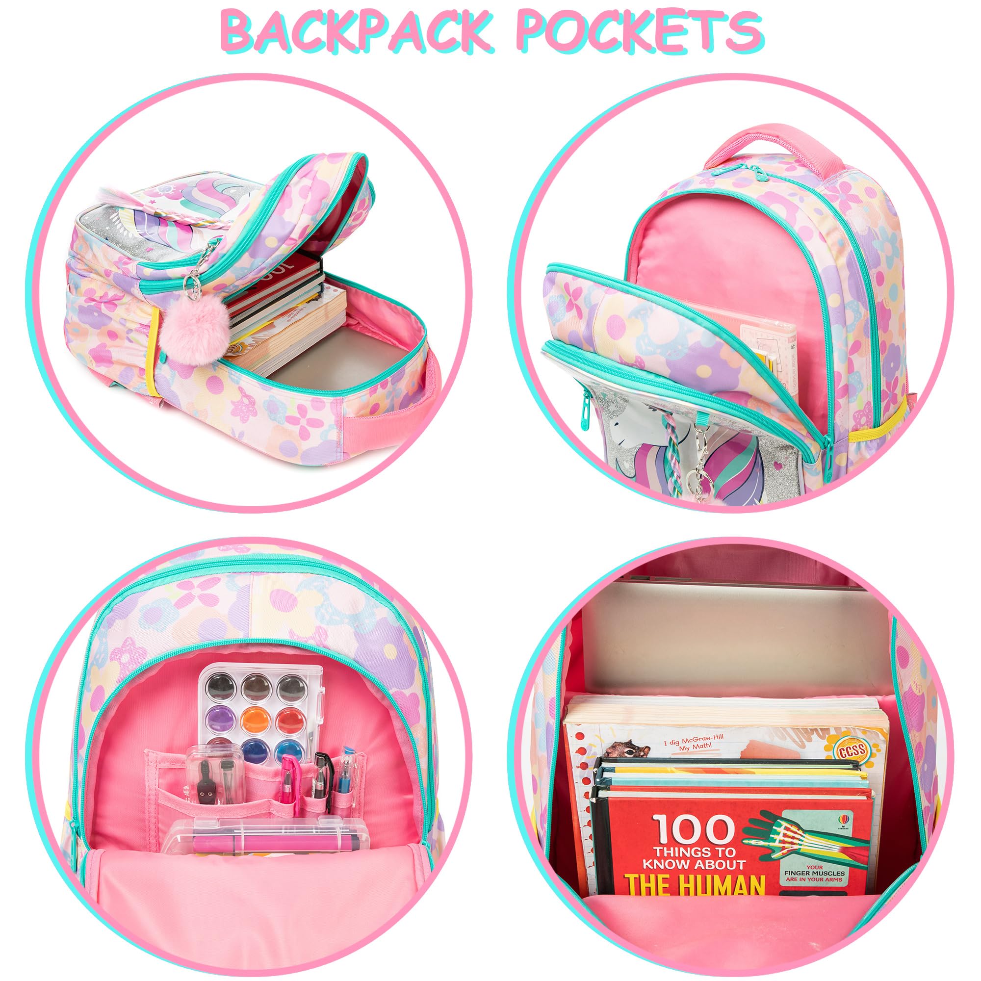 Unicorn Kids Backpack for School - Cute Girls Backpack for Elementary Students, Lightweight Daypack for Travel & Daily Use - Perfect for School, Outings & Weekend Adventures
