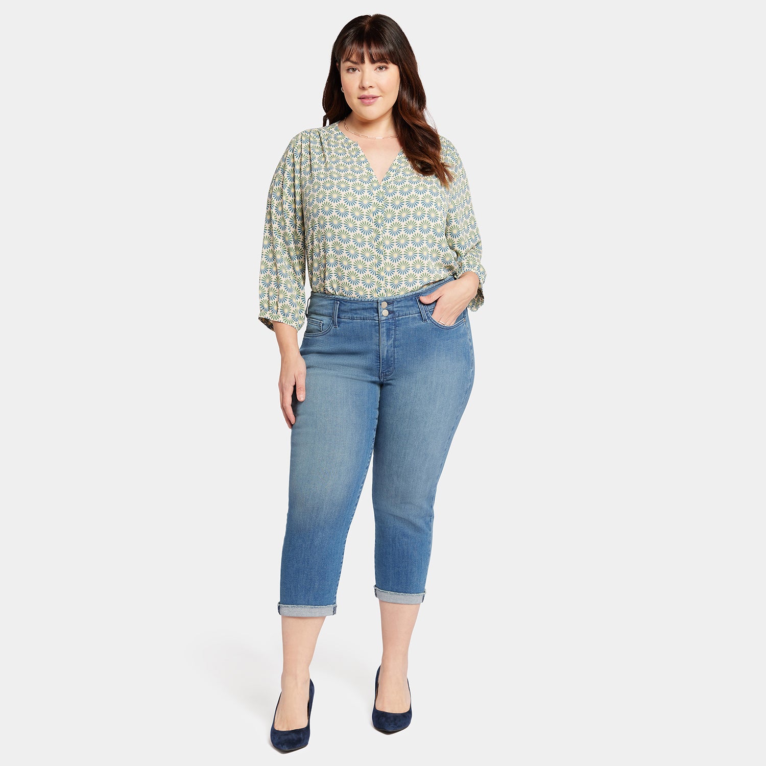 Chloe Capri Jeans for Women - Plus Size Stargazer Wash | Comfortable Stretch Denim Pants for Casual Wear & Everyday Outfits