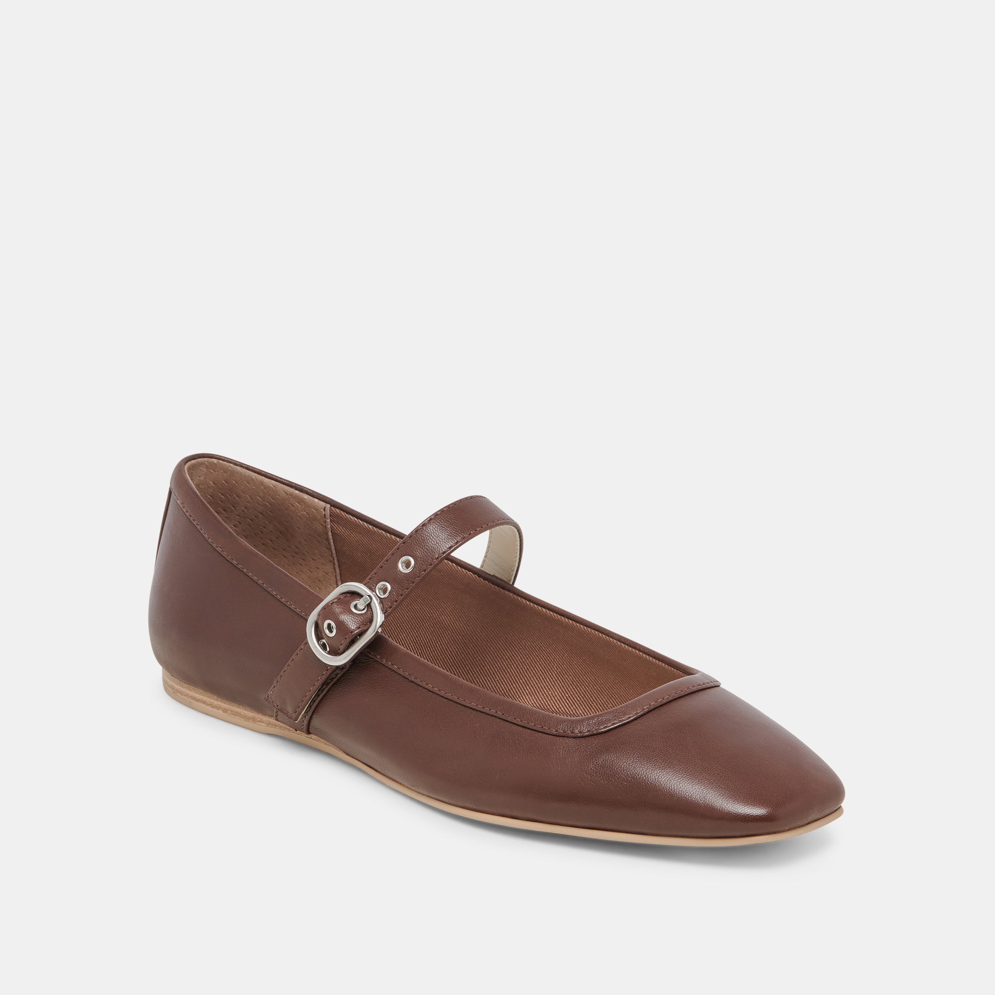 RODNI Women's Ballet Flats - Genuine DK Brown Leather Comfortable Slip-On Shoes for Work, Casual & Everyday Wear