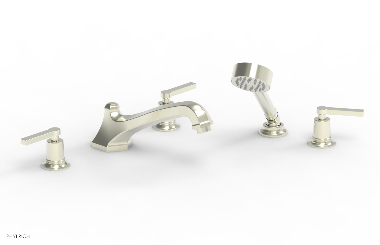 HEX MODERN Deck Mount Tub Set with Hand Shower and Lever Handles - Model 501 49 - Perfect for Modern Bathroom Renovations and Spa-Like Showers