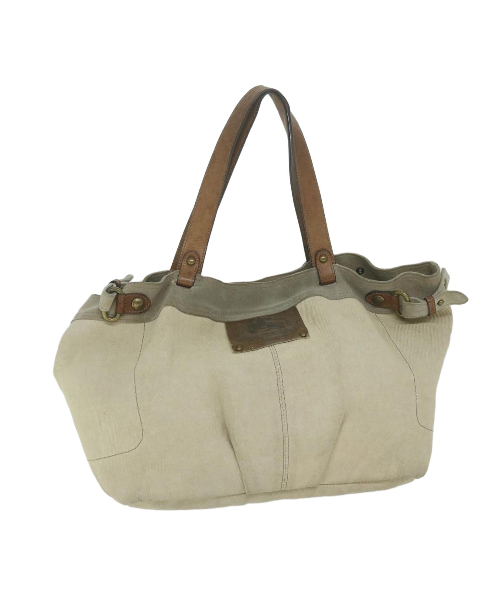 Stylish Beige Canvas Tote Bag with Durable Metal Fittings - Eco-Friendly Fashion Handbag for Women - Perfect for Work, Travel & Shopping
