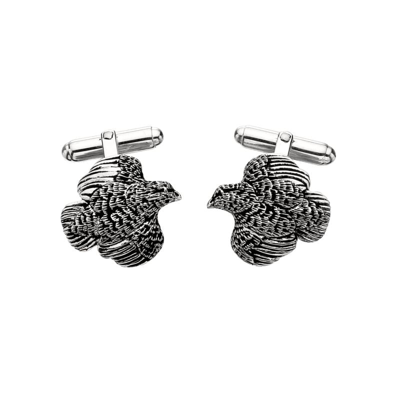 Grainger McKoy Sterling Silver Quail Cufflinks for Men - Elegant Bird Design Dress Shirt Accessories - Perfect for Weddings, Business Meetings & Formal Events