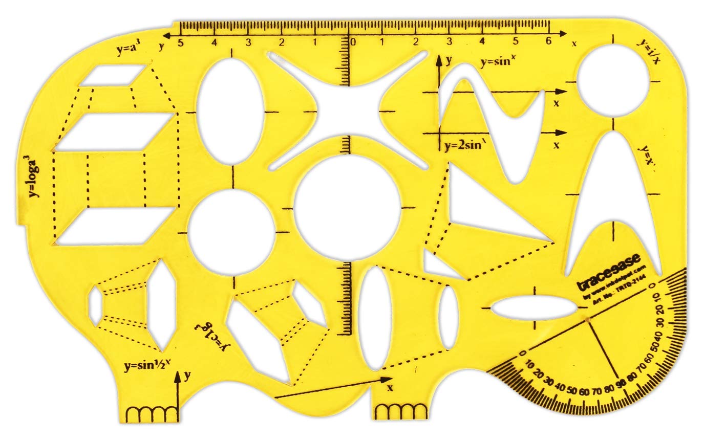 Traceease Math Trigonometry Formula Geometric Template Ruler - Drafting Stencils Tool for Students, Engineers & Architects - Perfect for Geometry Homework, Technical Drawings & Design Projects