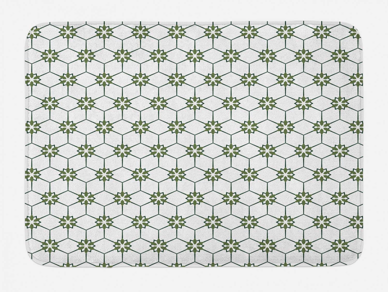 Ambesonne Abstract Bath Mat - Non-Slip Plush Bathroom Rug with Oriental Mosaic Tile Design, 30.2