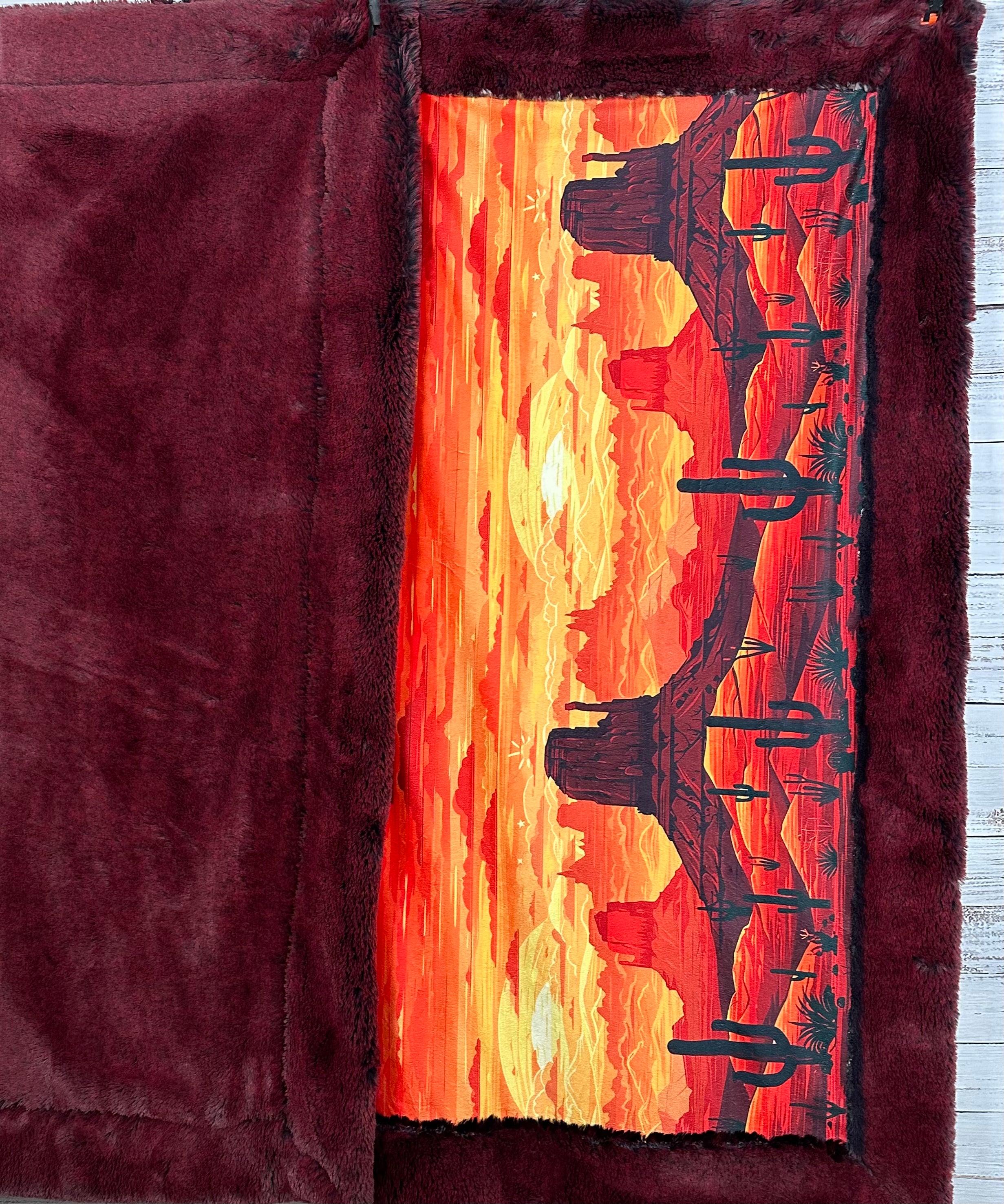 Premium 55x80 Large Minky Blanket with Arizona Landscape & Cherry Arctic Fox Design - Soft Cozy Throw for Bed, Couch, and Outdoor Adventures