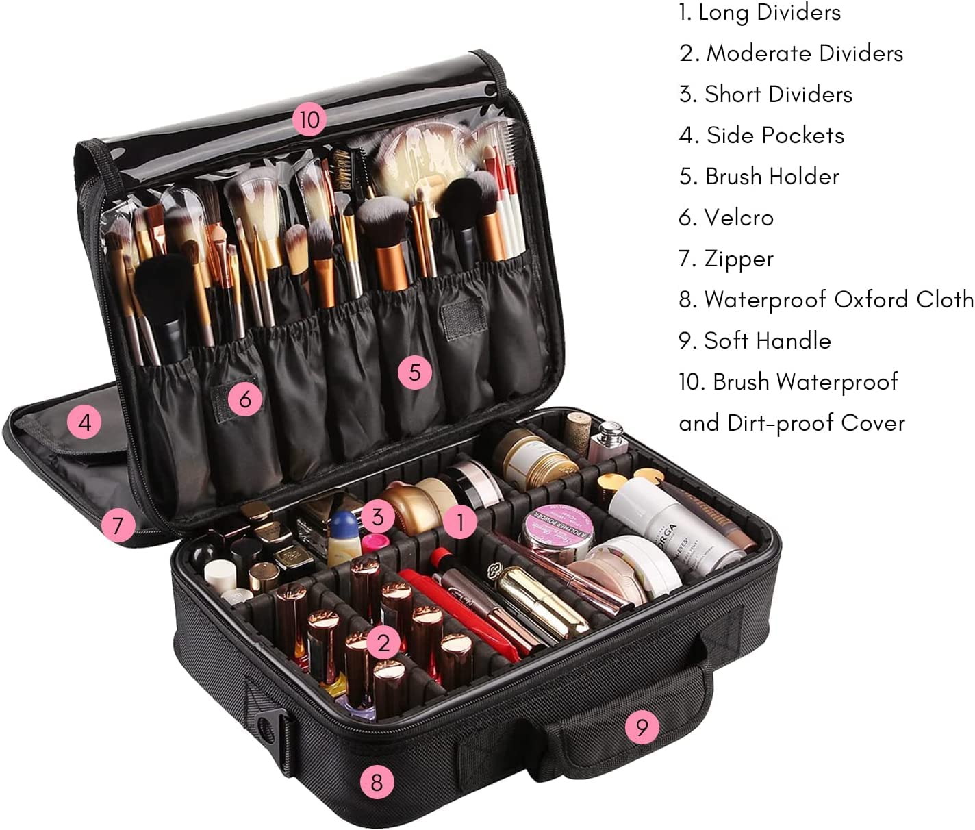 EBOFAB Portable Cosmetic Organizer with Shoulder Straps - Multi-Functional Makeup Bag for Women | Travel & Home Use | Perfect for Makeup Brushes, Cosmetics & Beauty Essentials | Great Gift for Girls