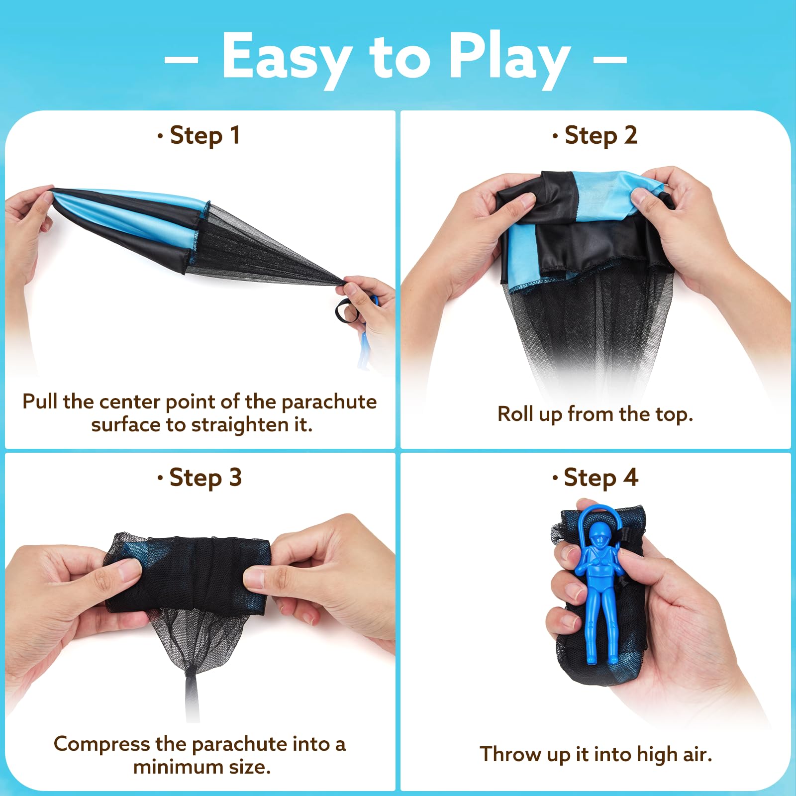 Best Parachute Toys for Kids - 4 Pack Easter Egg Fillers & Outdoor Flying Toys - Fun Birthday Gifts for Boys & Girls Ages 3-12 - Cool STEM Toys for Toddlers & Teens - Perfect for Easter, Birthday Parties & Outdoor Play