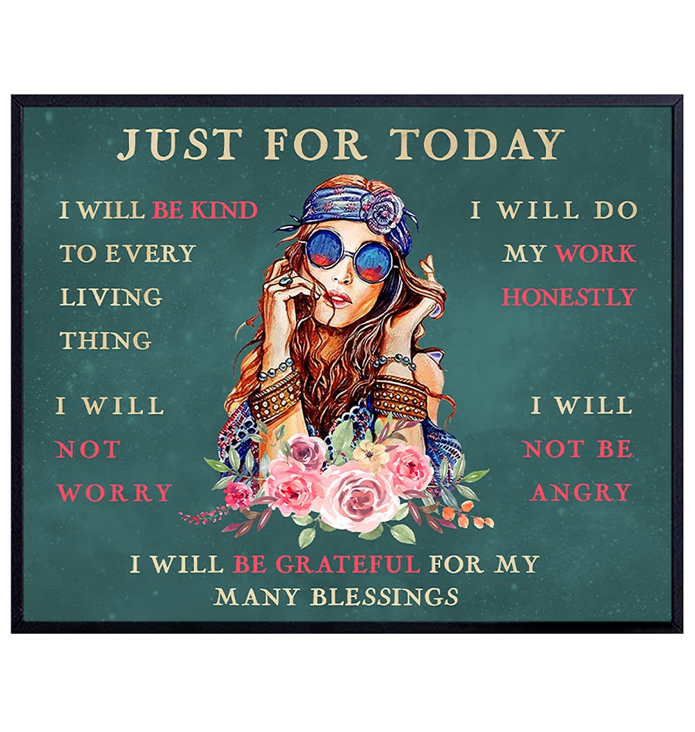 Boho Wall Art with Inspirational Quotes - Motivational Posters for Women - Positive Affirmations & Encouragement Gifts - Zen Decor for Bedroom, Office & Meditation Space - Hippie Home Decor & Reiki Picture