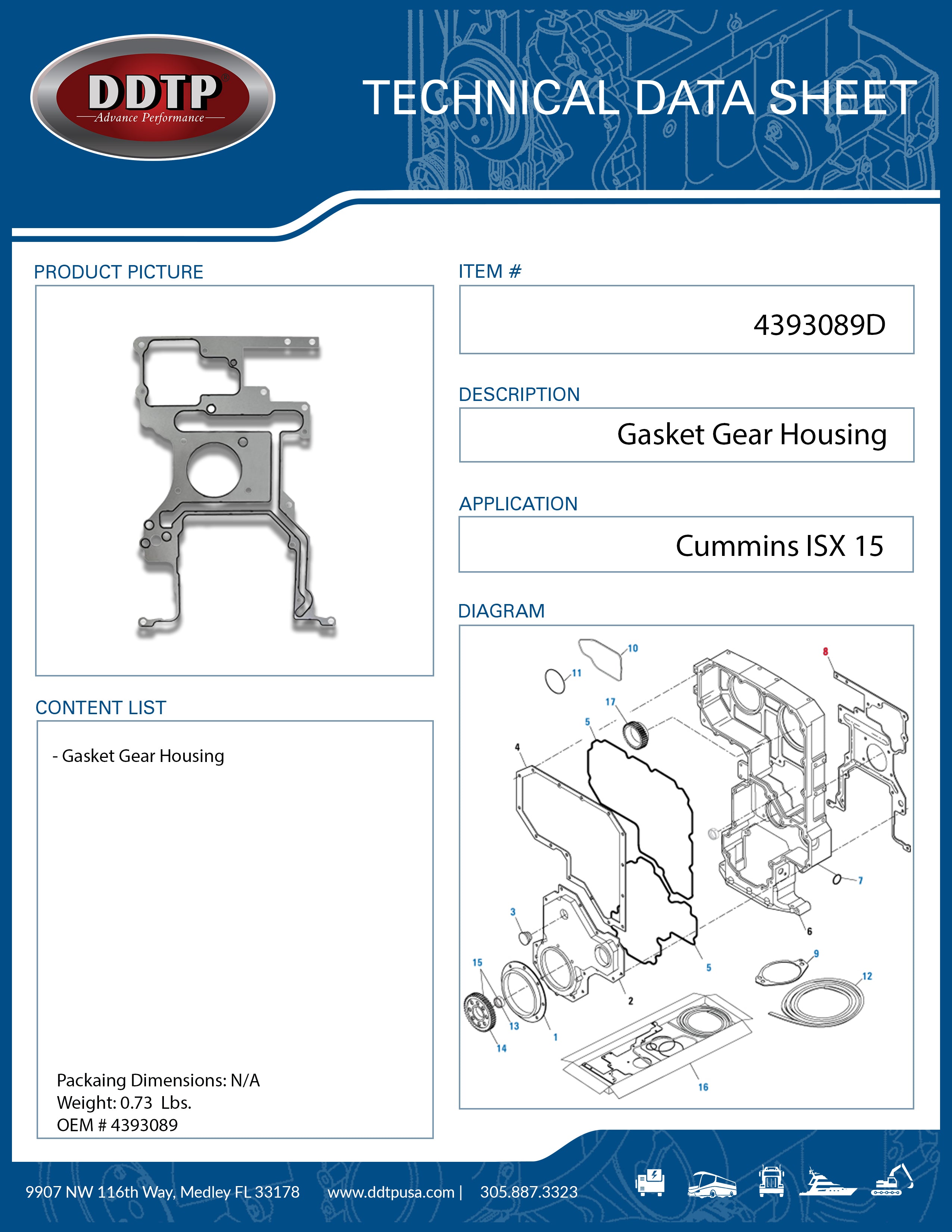 Genuine Cummins ISX 15 Gasket Gear Housing Replacement Part (4393089) - Perfect for Heavy-Duty Truck Engine Repairs & Maintenance