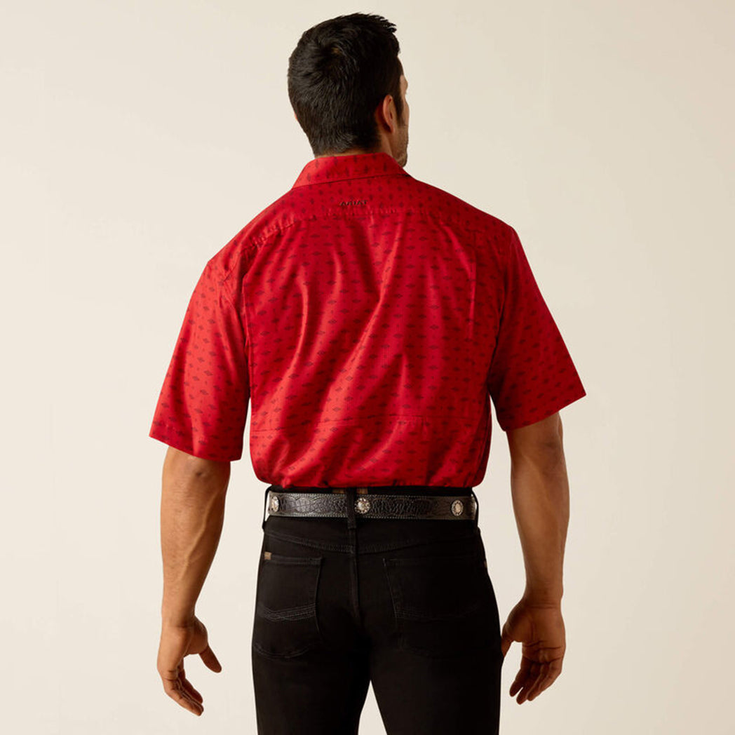 Ariat VentTEK Red Short Sleeve Button Down Shirt for Men - Breathable Work & Casual Wear for Outdoor Activities, Hiking, and Ranch Work