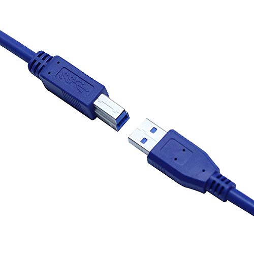 USB 3.0 Printer Cable A Male to B Male - High Speed Data Transfer Cord (0.3/0.5/1/1.5/1.8M) - Blue Computer Accessory for HP, Canon, Epson Printers - Perfect for Office, Home & Studio Use