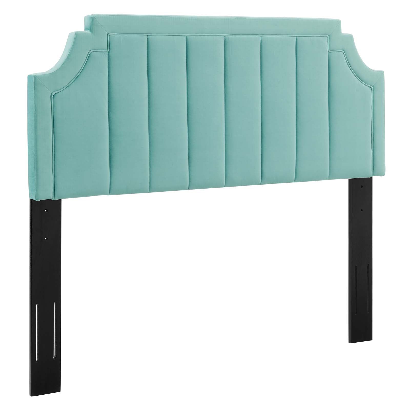 Alyona Channel Tufted Performance Velvet Headboard - Queen Size Upholstered Bed Headboard with Nailhead Trim - Perfect for Bedroom Decor & Luxury Master Suite Upgrade