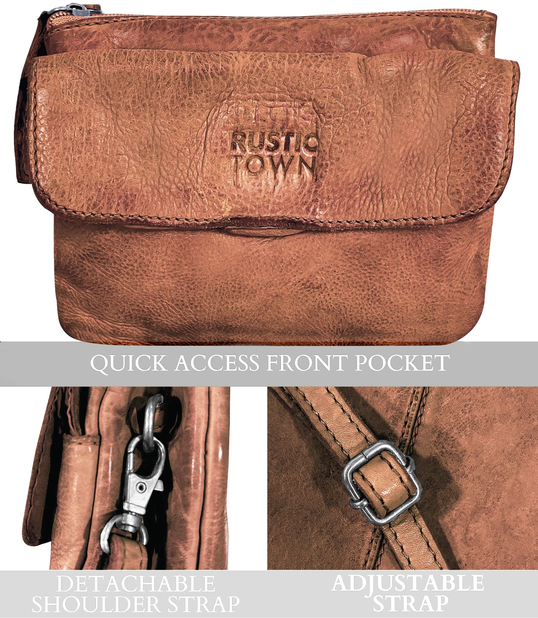 Premium Genuine Leather Sling Bag Wristlet Clutch Purse for Women - Cognac Brown Crossbody Handbag | Perfect for Travel, Shopping & Night Out