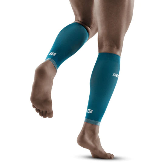 Men's Ultralight Compression Calf Sleeves for Running & Sports - Breathable Support for Shin Splints & Muscle Recovery (Petrol/Light Grey) - Perfect for Marathon, Gym & Outdoor Activities