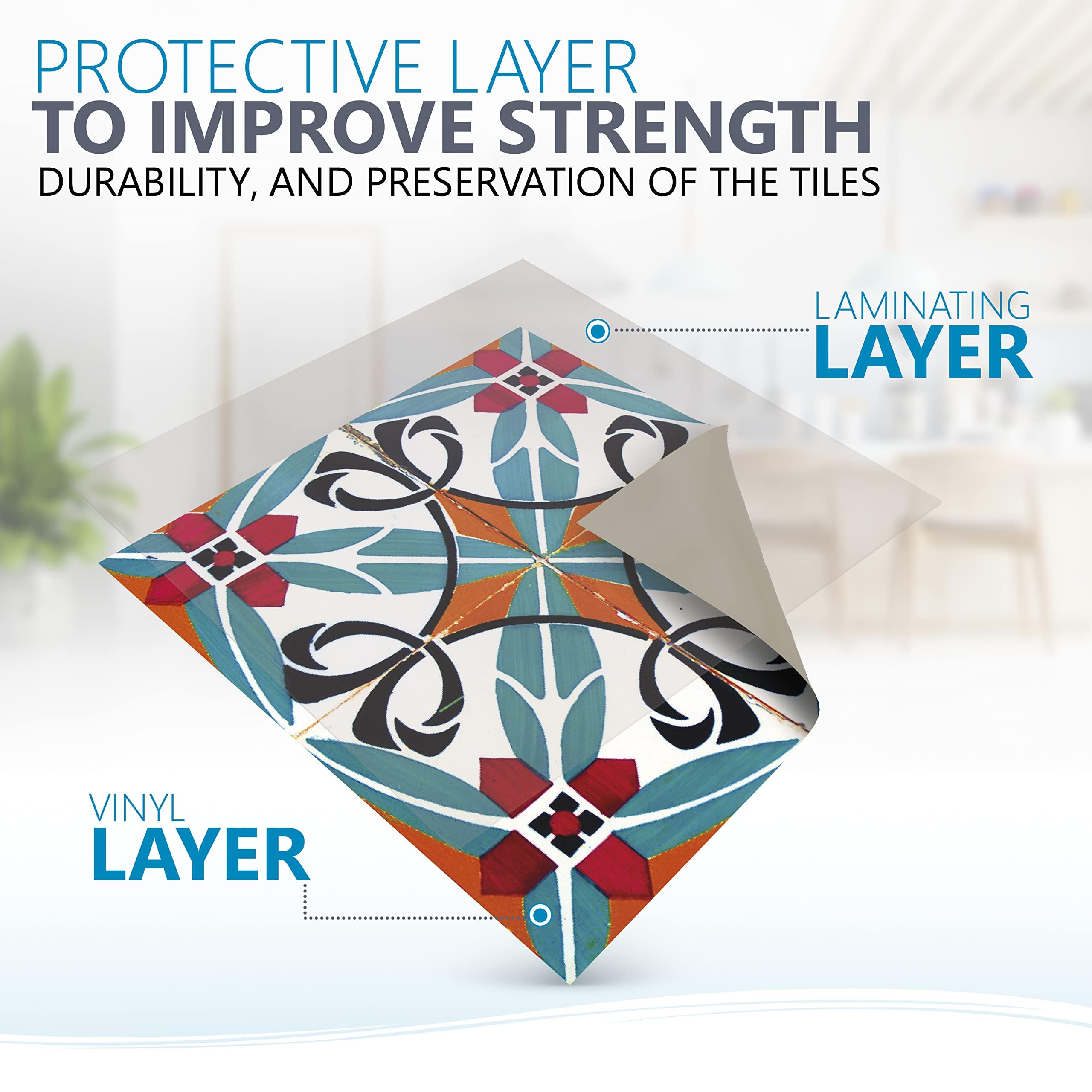 Authentic Talavera Tile Stickers 24-Piece Set (2x12) - Easy Peel & Stick Bathroom & Kitchen Decals - 6x6 Inch Traditional Spanish Style Home Decor for Backsplash, Shower, and Countertop Upgrade