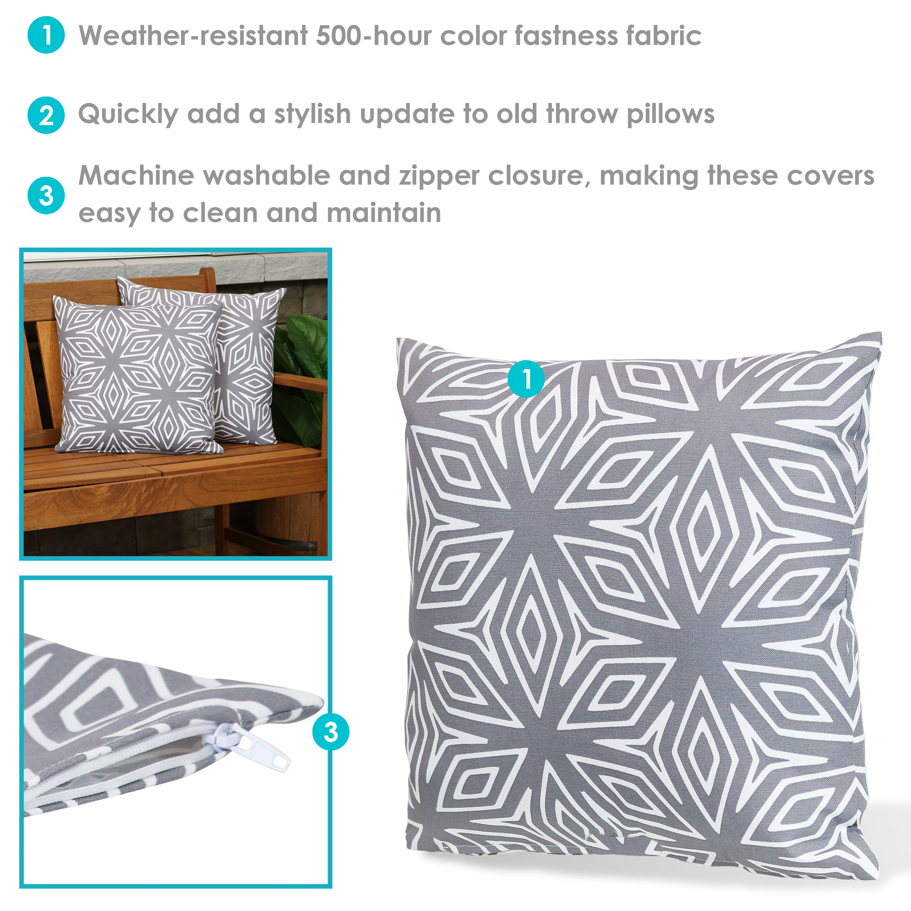 Stylish Sunnydaze Indoor & Outdoor Decorative Throw Pillow Covers - Perfect for Patio, Living Room & Bedroom Decor