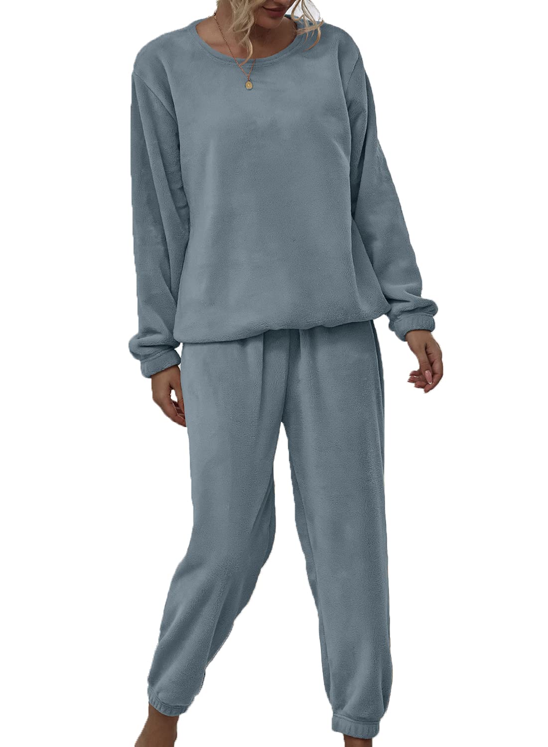 Women's Fuzzy Winter Lounge Wear Set - Soft & Warm 2-Piece Pajama Outfit for Home, Sleep & Relaxation | Cozy Winter Nights & Lazy Weekends