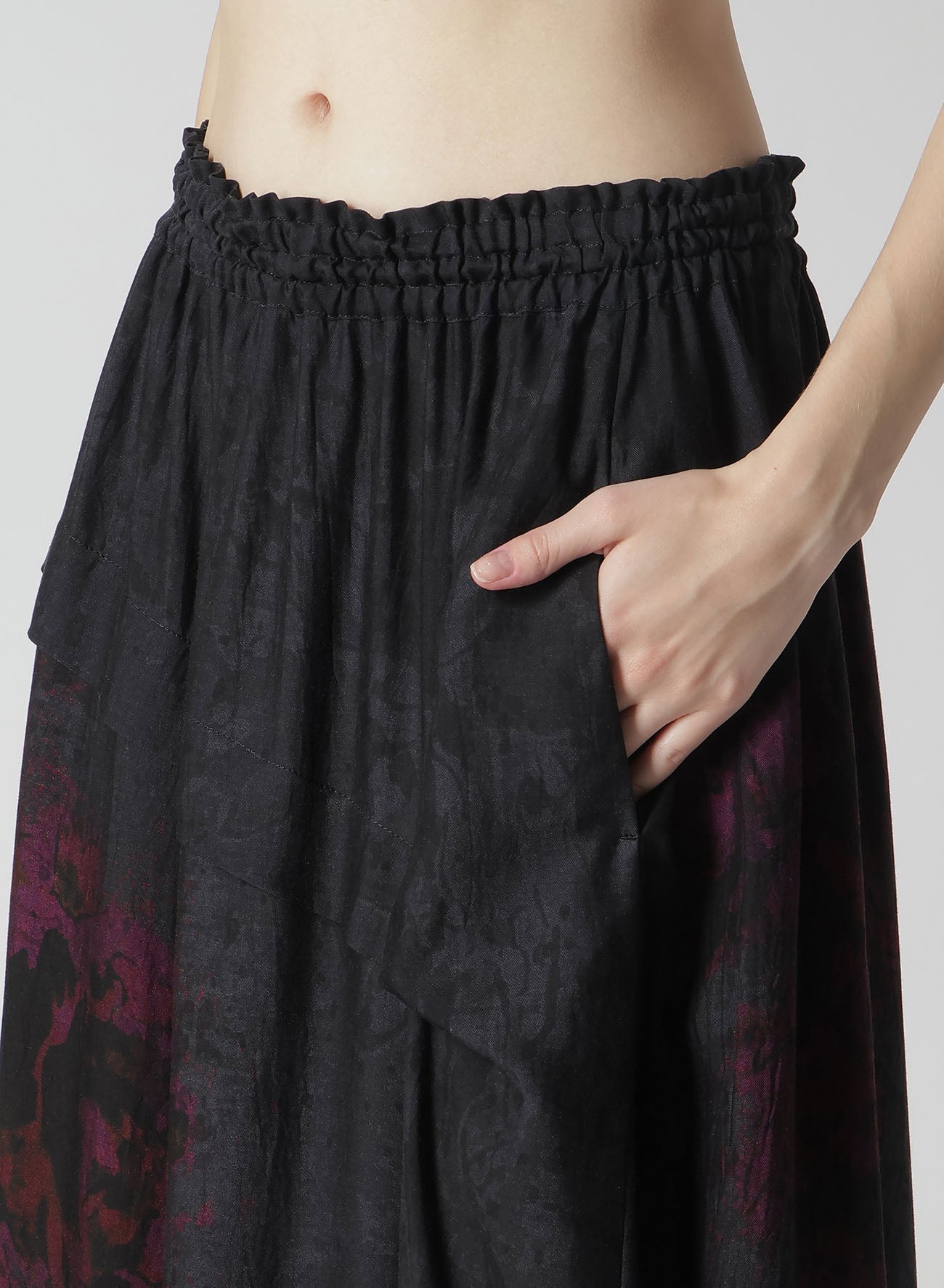 Cupro/Dungaree Twill Floral & Asphalt Print Right Tucked Asymmetric Skirt - Chic Women's Fashion Skirt for Casual Wear, Office Outfits & Special Occasions