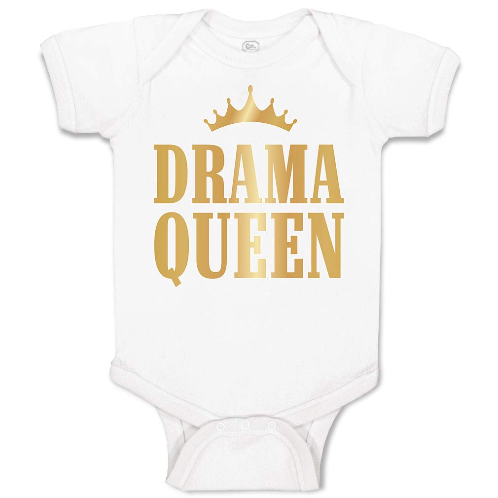 Custom Baby Bodysuit Drama Queen with Golden Crown - 100% Cotton Infant Bodysuit for Boys & Girls - Perfect for Birthday Parties, Photo Shoots & Special Occasions