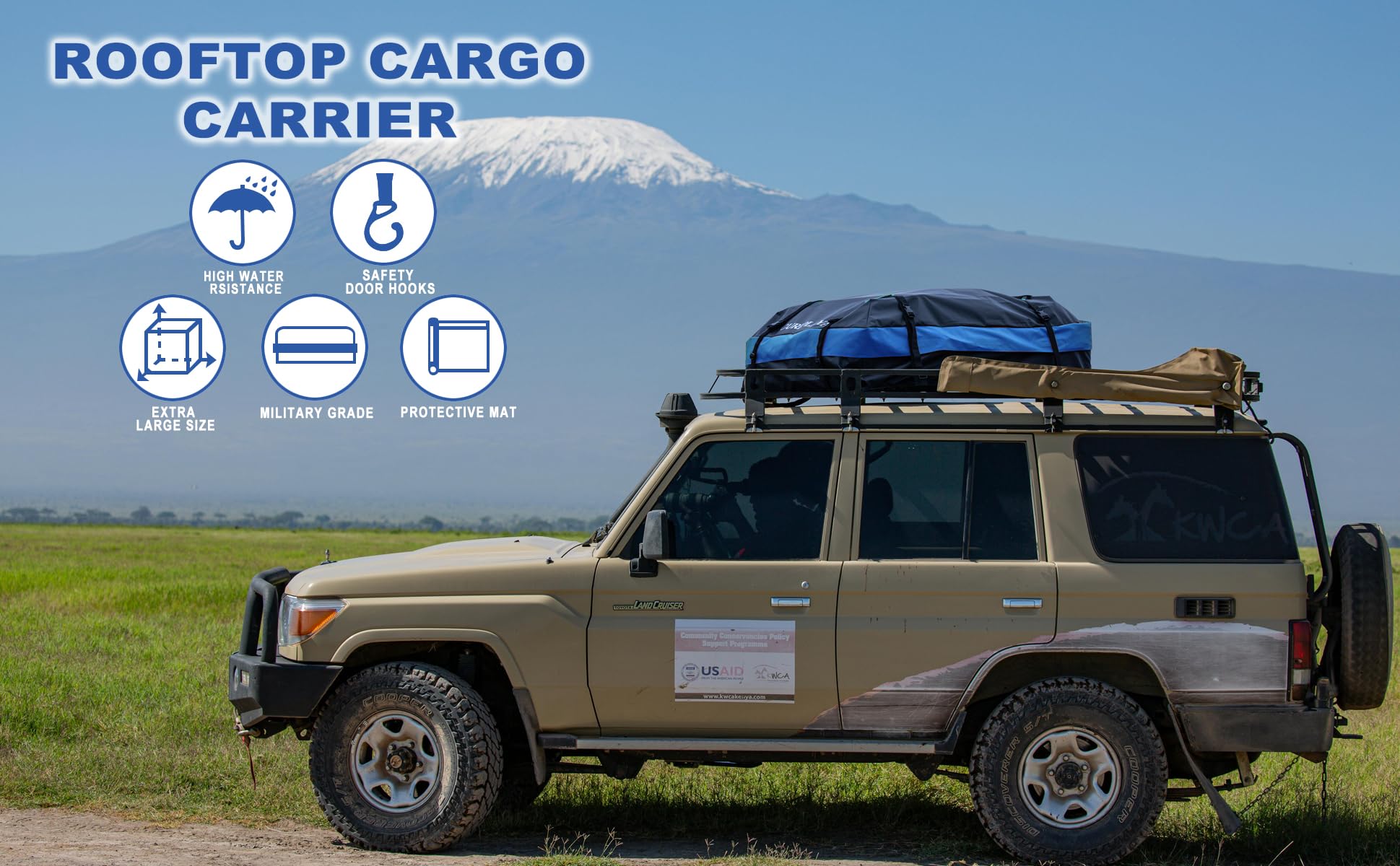 15 Cubic Feet Car Roof Cargo Carrier - Waterproof Roof Top Luggage Bag with Anti-Slip Mat, Reinforced Straps & Lock - Perfect for Road Trips, Camping & Extra Storage