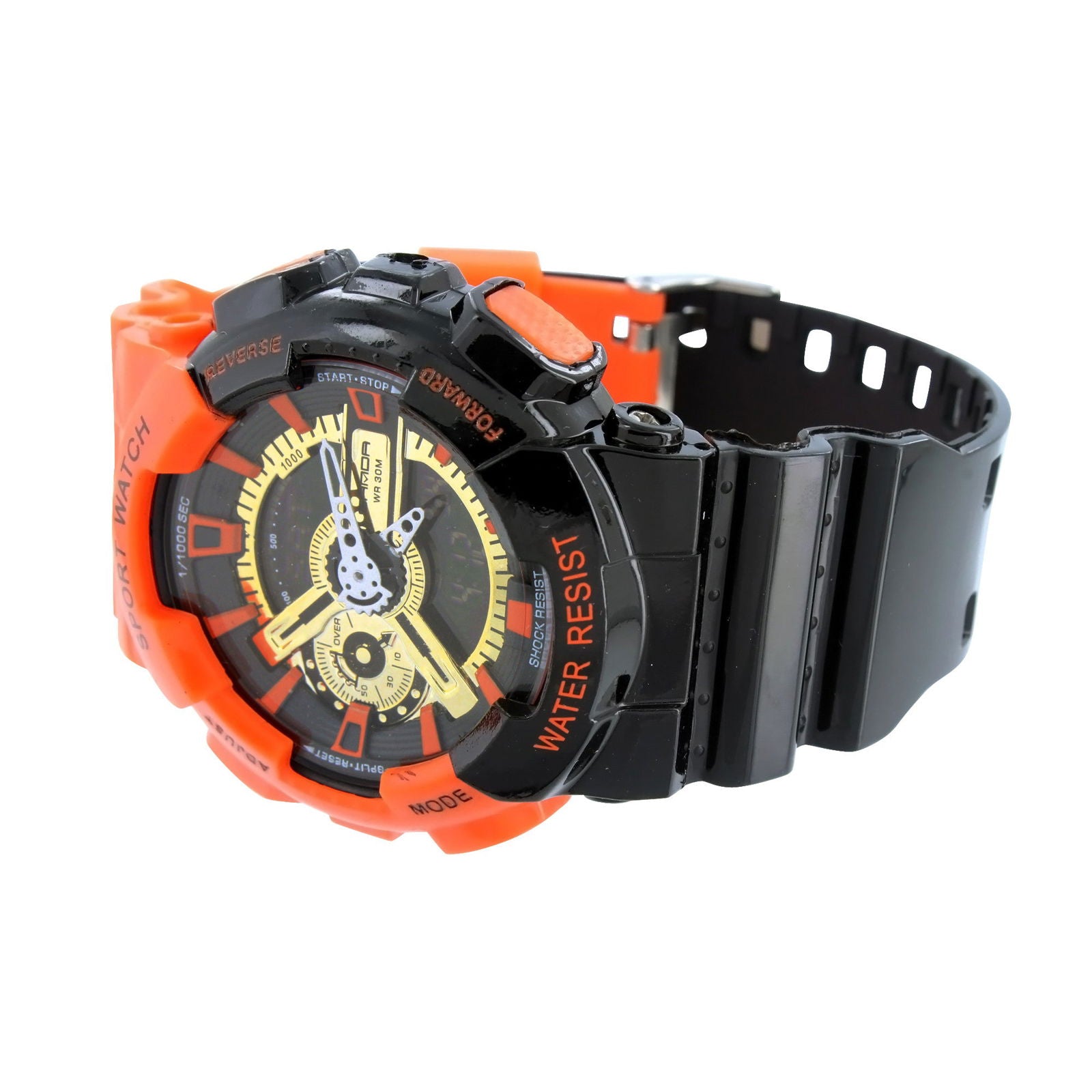 Men's Shockproof Sports Watch - Orange & Black Analog Digital Alarm Chronograph for Outdoor, Running, Hiking & Adventure Activities