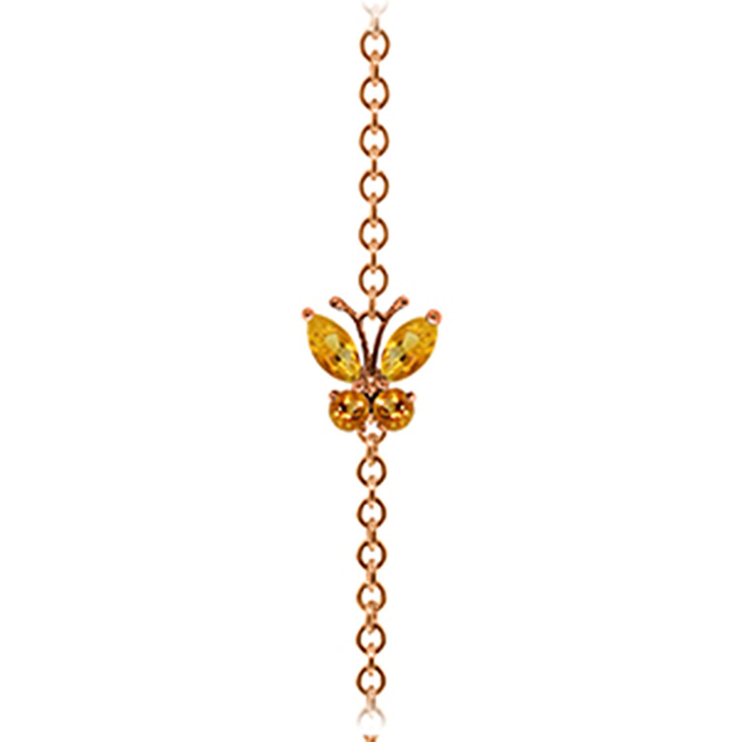 14K Solid Rose Gold Butterfly Bracelet with 0.6 Carat Citrine Gemstone - Elegant Jewelry Gift for Women, Perfect for Valentine's Day, Anniversary & Special Occasions