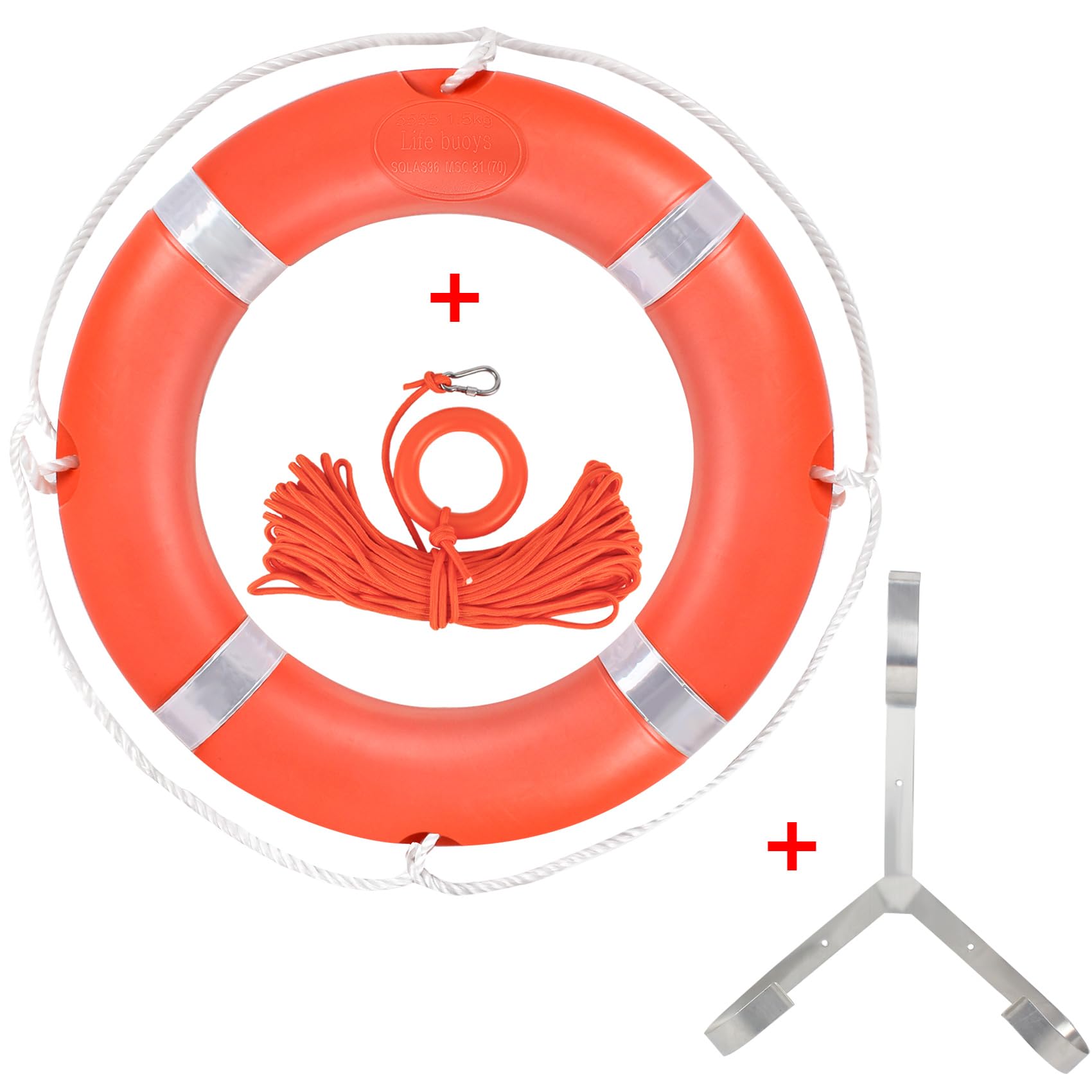 Orange Boat Safety Throw Ring with Bracket - 23