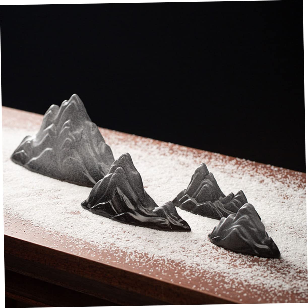 Zen Living Room Decor - 4-Piece Ceramic Mountain Ornaments, Classic Home Decor for Living Room, Porch & Office - Perfect for Meditation Spaces & Modern Interior Design