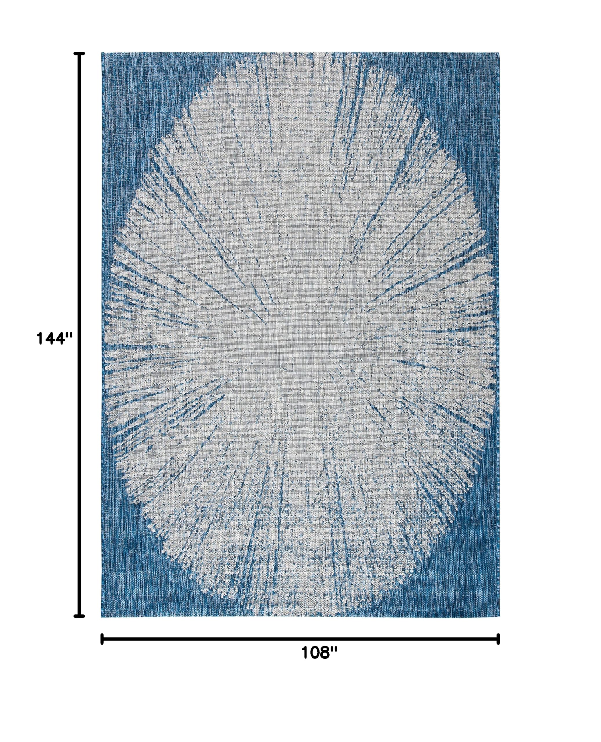 SAFAVIEH Courtyard Collection 9' x 12' Navy/Grey Indoor Outdoor Waterproof Rug - Easy to Clean, Durable for Patio, Backyard, Mudroom, Deck & Poolside Use