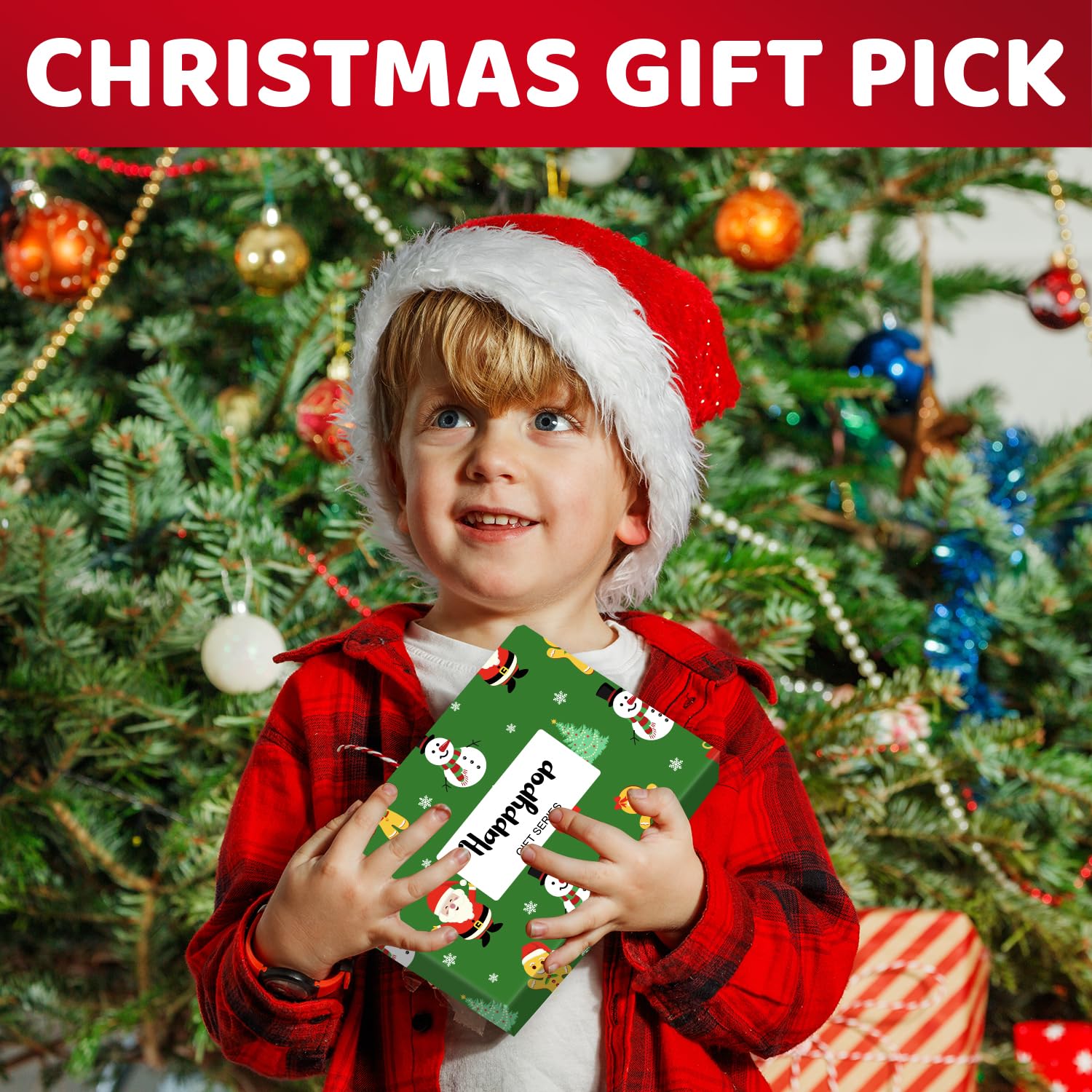HappyPop Christmas Stocking Stuffer Socks for Kids - Fun Elf & Dinosaur Holiday Socks for Boys & Girls Ages 2-12 - Perfect Gift with Greeting Card for Christmas Morning, School Parties & Family Gatherings