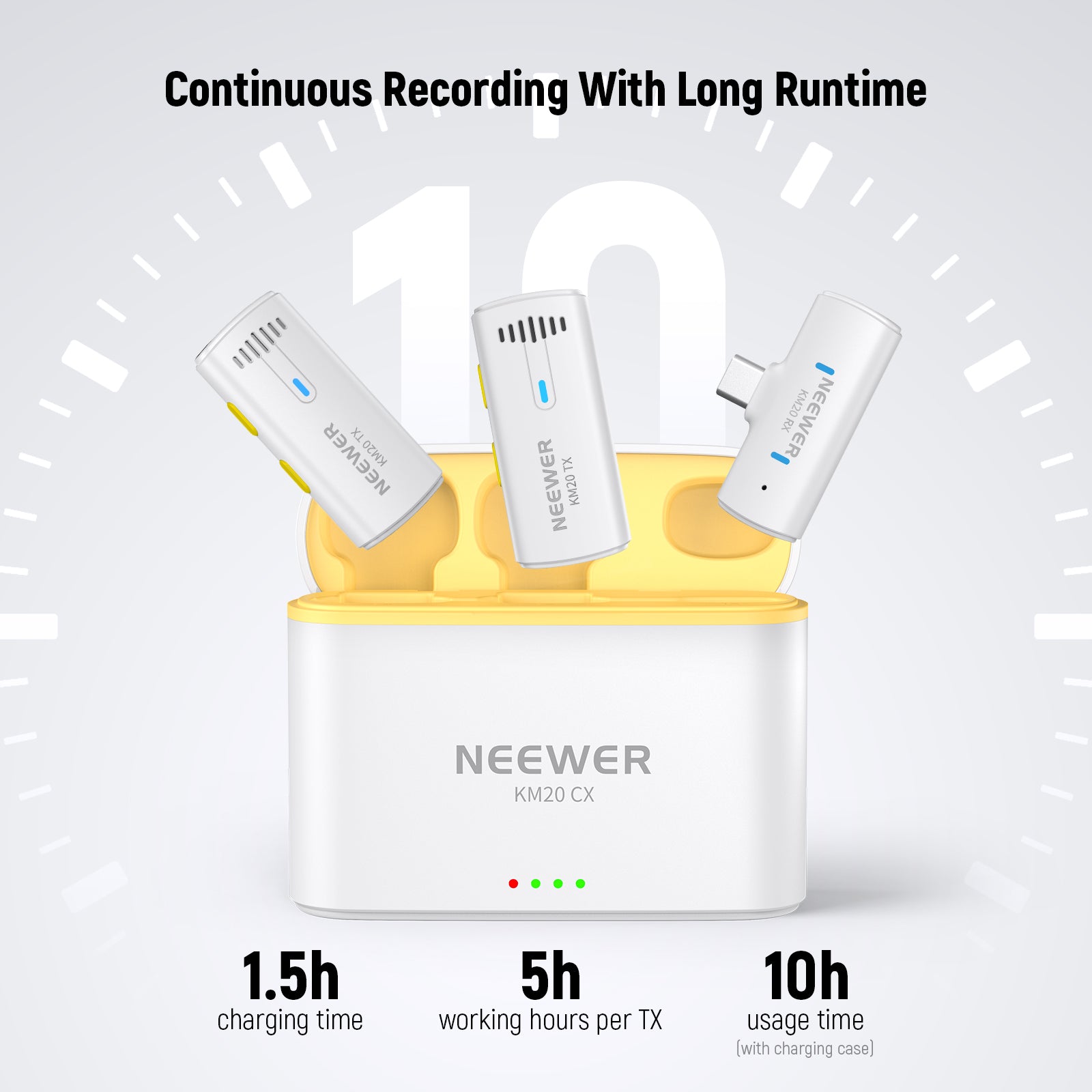 NEEWER KM20 Wireless Lavalier Microphone for Smartphones, Cameras - Type C Lapel Mic with Noise Reduction for YouTube, Vlogging, Interviews, Live Streaming