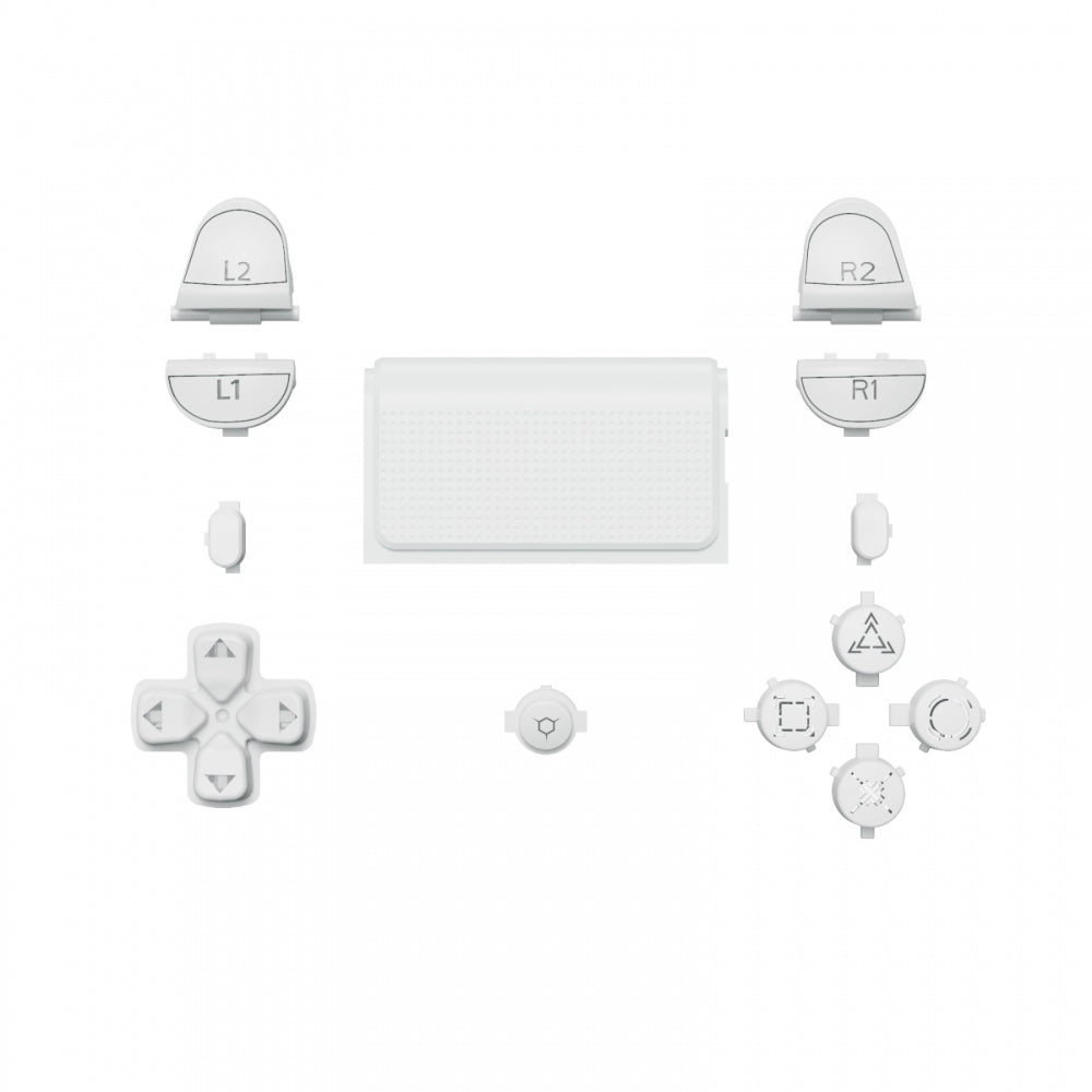 eXtremeRate White Classic Symbols Replacement Button Set for PS4 Slim & PS4 Pro CUH-ZCT2 Controller | Compatible with PS4 DTFS LED Kit (Controller Not Included) | Perfect for Gaming Enthusiasts & Custom Modifications
