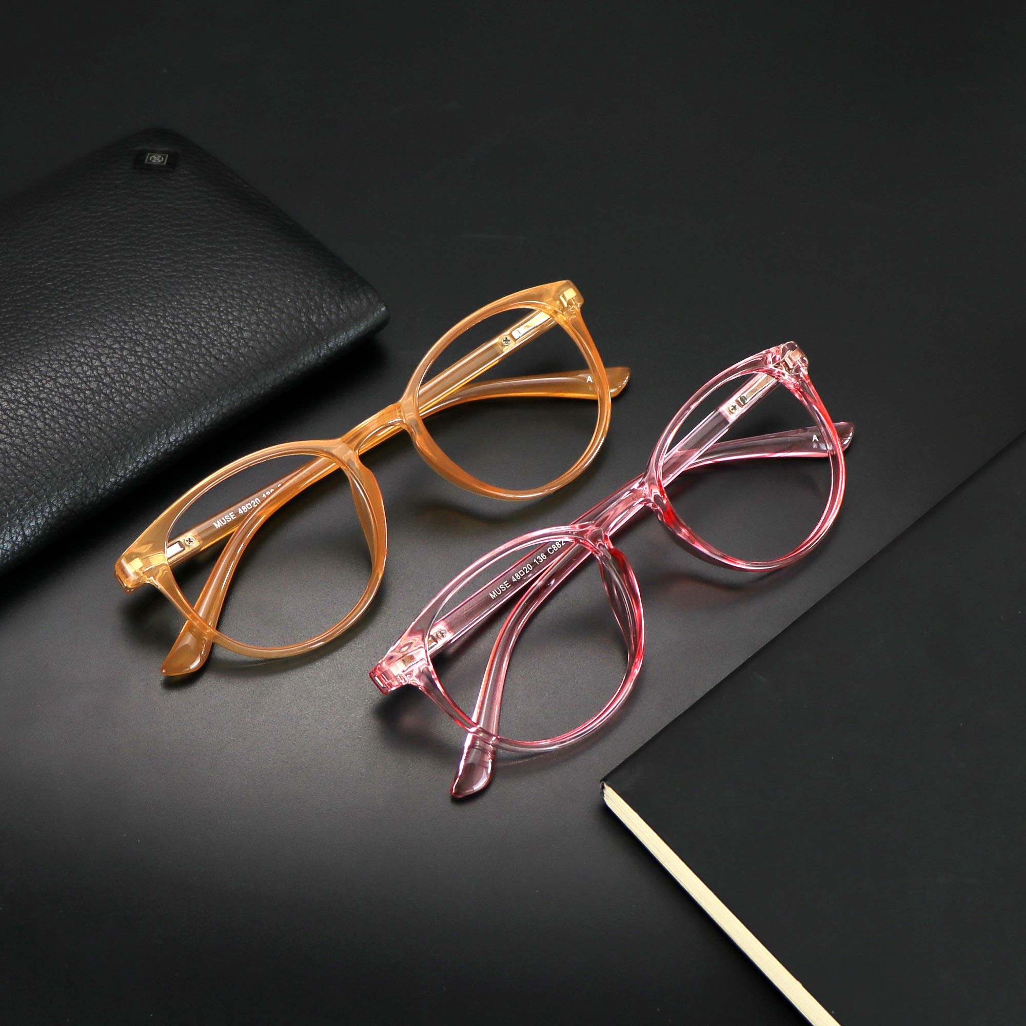 VisionGlobal Blue Light Blocking Glasses 2 Pack - Anti Eyestrain Computer Reading Glasses with Stylish Oval Frame & Anti Glare Coating | Perfect for Office Work, Gaming & Screen Time Protection