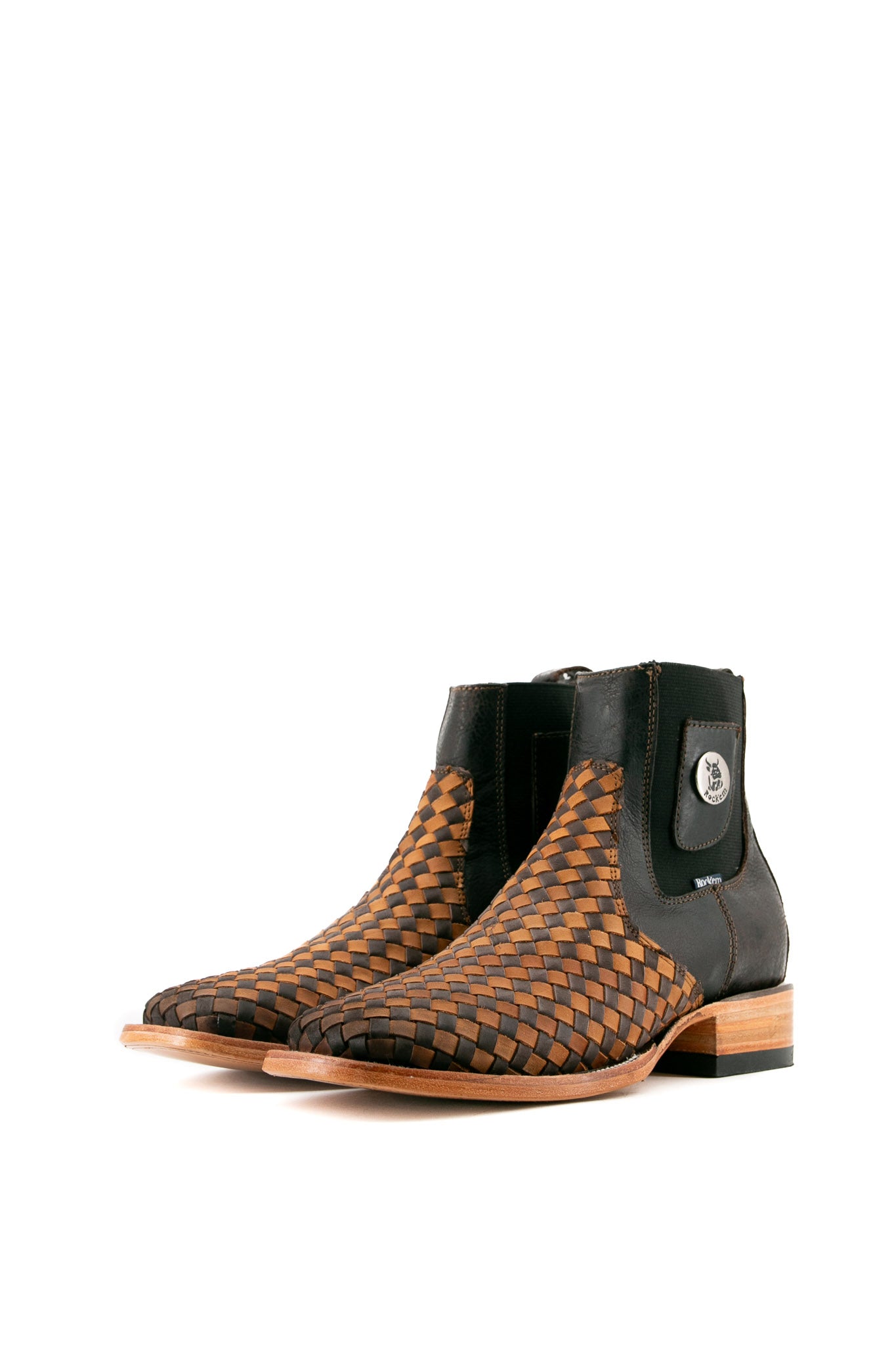 Men's Serbia Woven Square Toe Ankle Boots - Comfortable & Stylish for Casual Wear, Outdoor Hiking & Fall Fashion