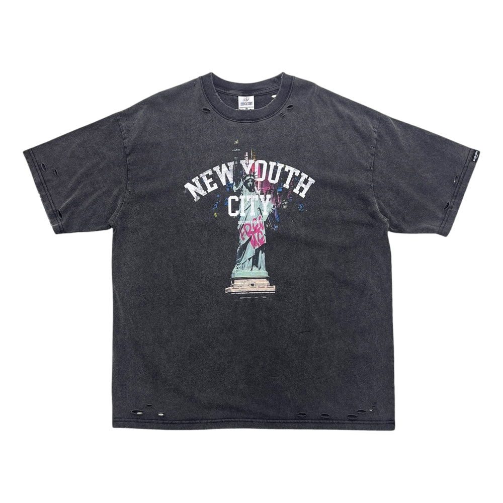 2ND CLOSET NYC Vintage Washed Black Graphic T-Shirt - Casual Streetwear for Urban Fashion & Everyday Wear