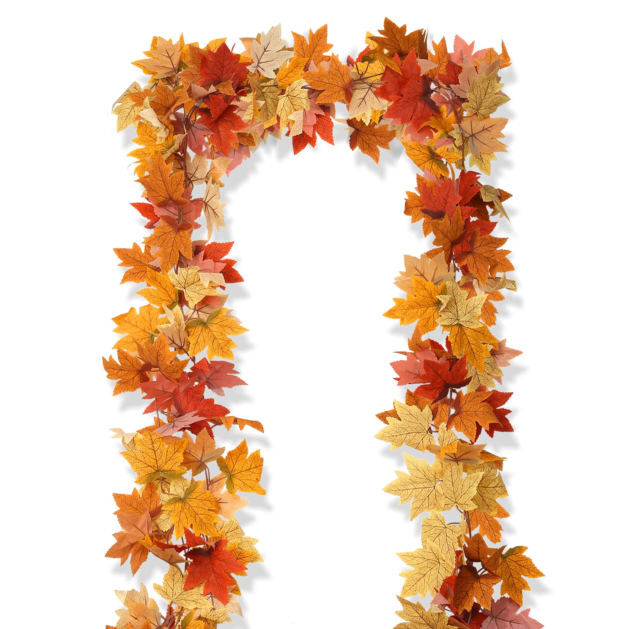 2-Piece Fall Leaf Garland Set - 6.5ft Each - Artificial Autumn Leaves Vine for Thanksgiving & Fall Decor - Perfect for Home Mantel, Fireplace, Dinner Table & Seasonal Party Decoration