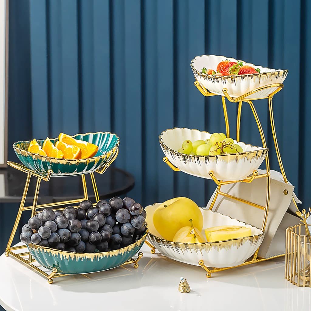3-Tier White Modern Fruit Basket Tray - Multi-Layer Luxury Serving Dish for Living Room, Coffee Table, Dining Table | Perfect for Entertaining, Parties & Home Decor