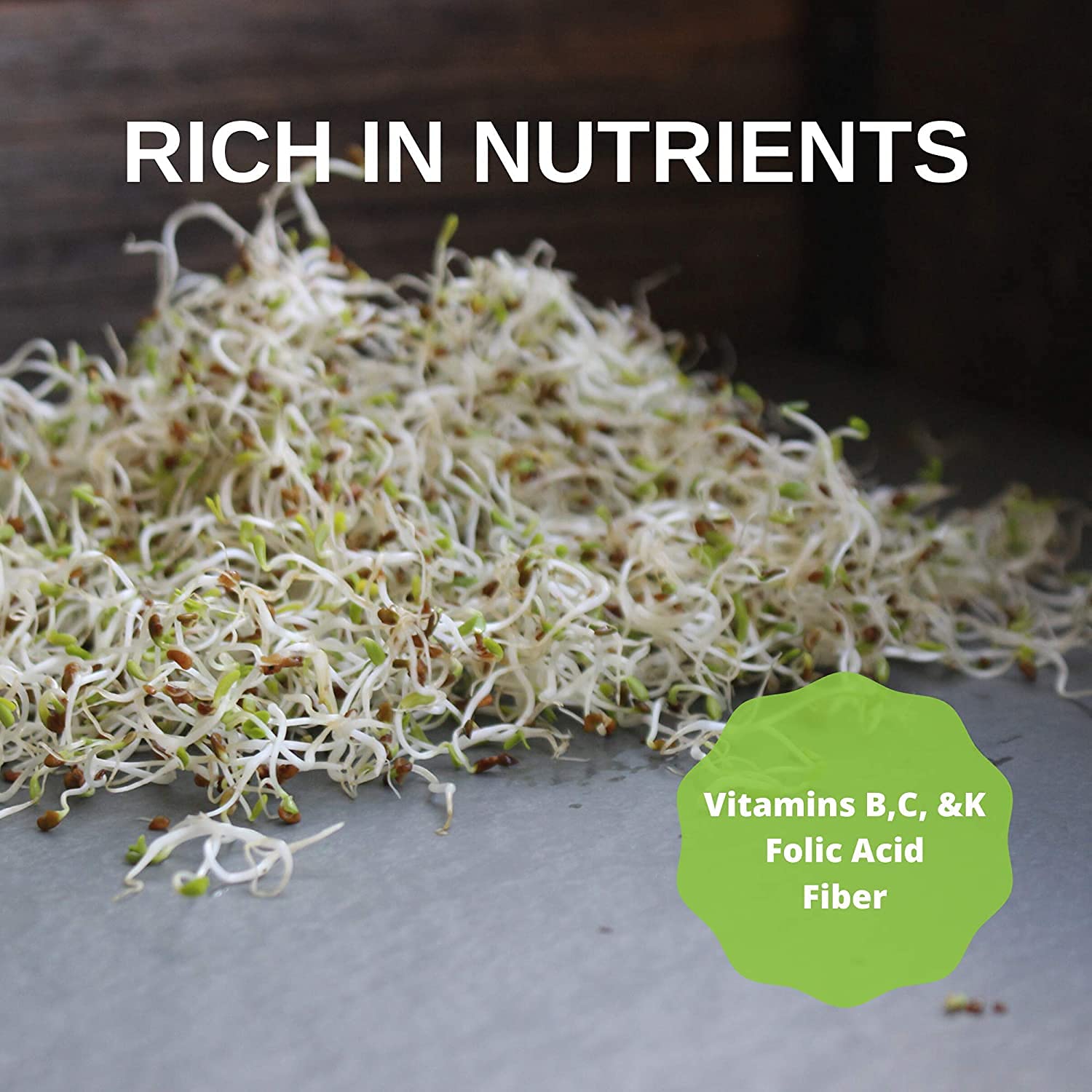 Organic Alfalfa Sprouting Seeds 5 Lbs - Non-GMO, Resealable Can for Growing Sprouts - Perfect for Home Gardening, Healthy Salads, Sandwiches & Food Storage