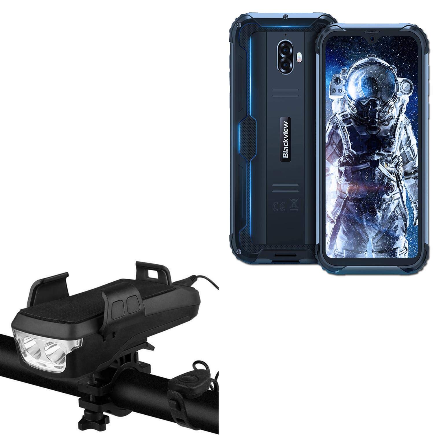 BoxWave Stand and Mount for Blackview BV5900 - Solar Rejuva Bike Mount with 4000mAh Power Bank, LED Lights & Horn | Perfect for Cycling, Outdoor Adventures & Emergency Power