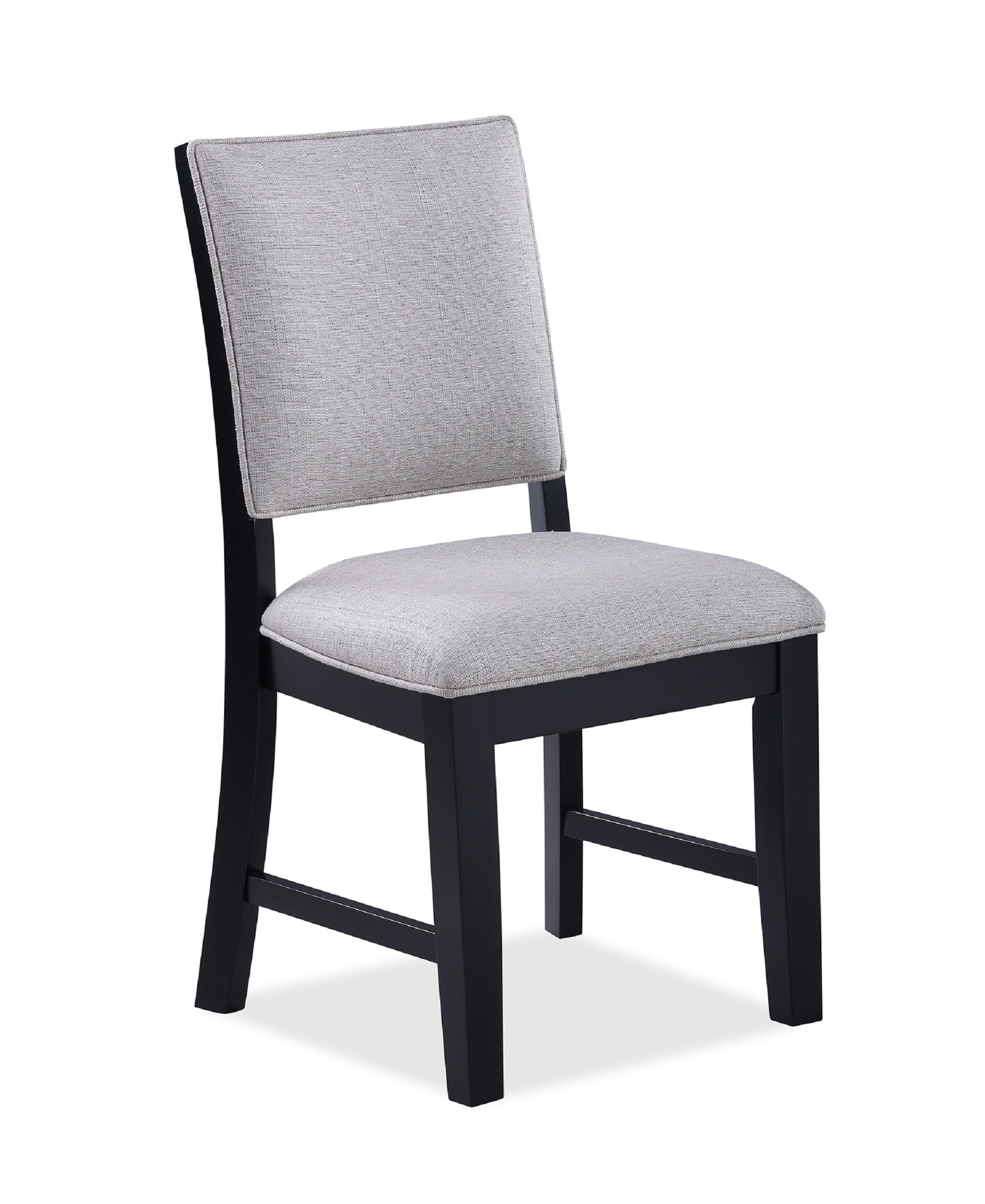 2-Piece Set Gray Fabric Upholstered Side Chairs with Black Wooden Frame - Modern Dining Room Accent Chairs for Kitchen, Living Room or Office