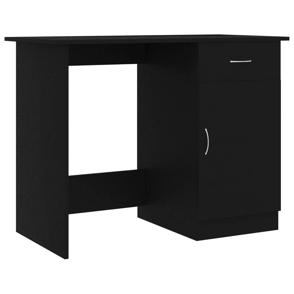 FAMIROSA Black Office Desk 39.4x19.7x29.9 Inches - Sturdy Chipboard Computer Desk for Home & Office Workspace, Study, Gaming, and Remote Work