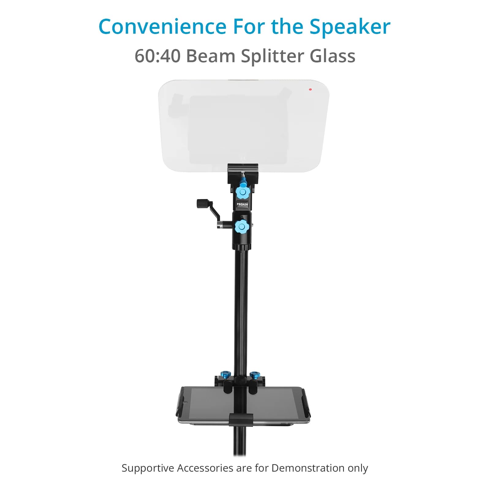 PROAIM Professional Teleprompter Kit with Telescopic Stand & 60/40 Beam Splitter Glass - Compatible with 17