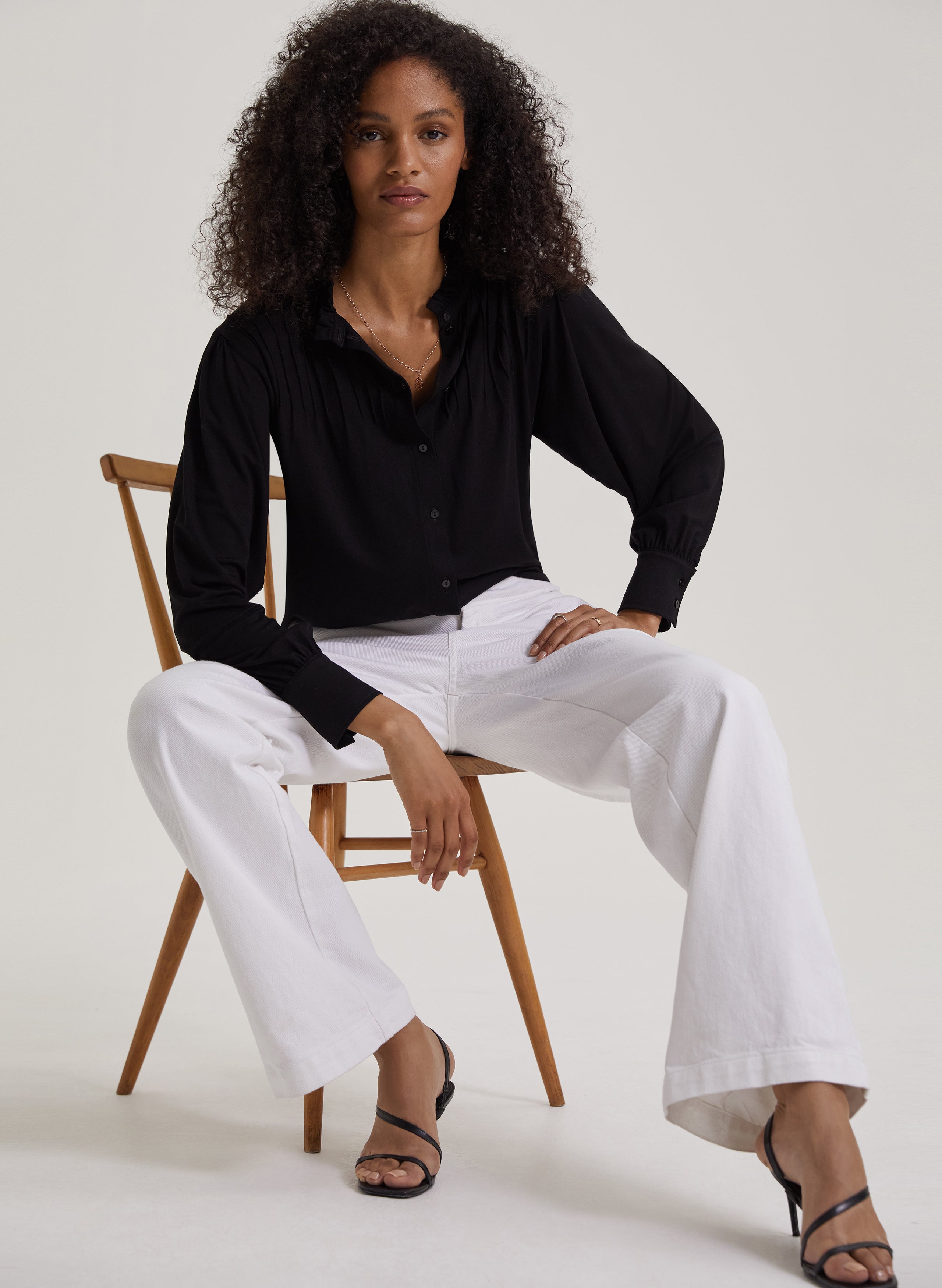Imken Women's Top with Lenzing Ecovero Fabric in Caviar Black | Eco-Friendly Blouse for Work, Date Night & Casual Outfits