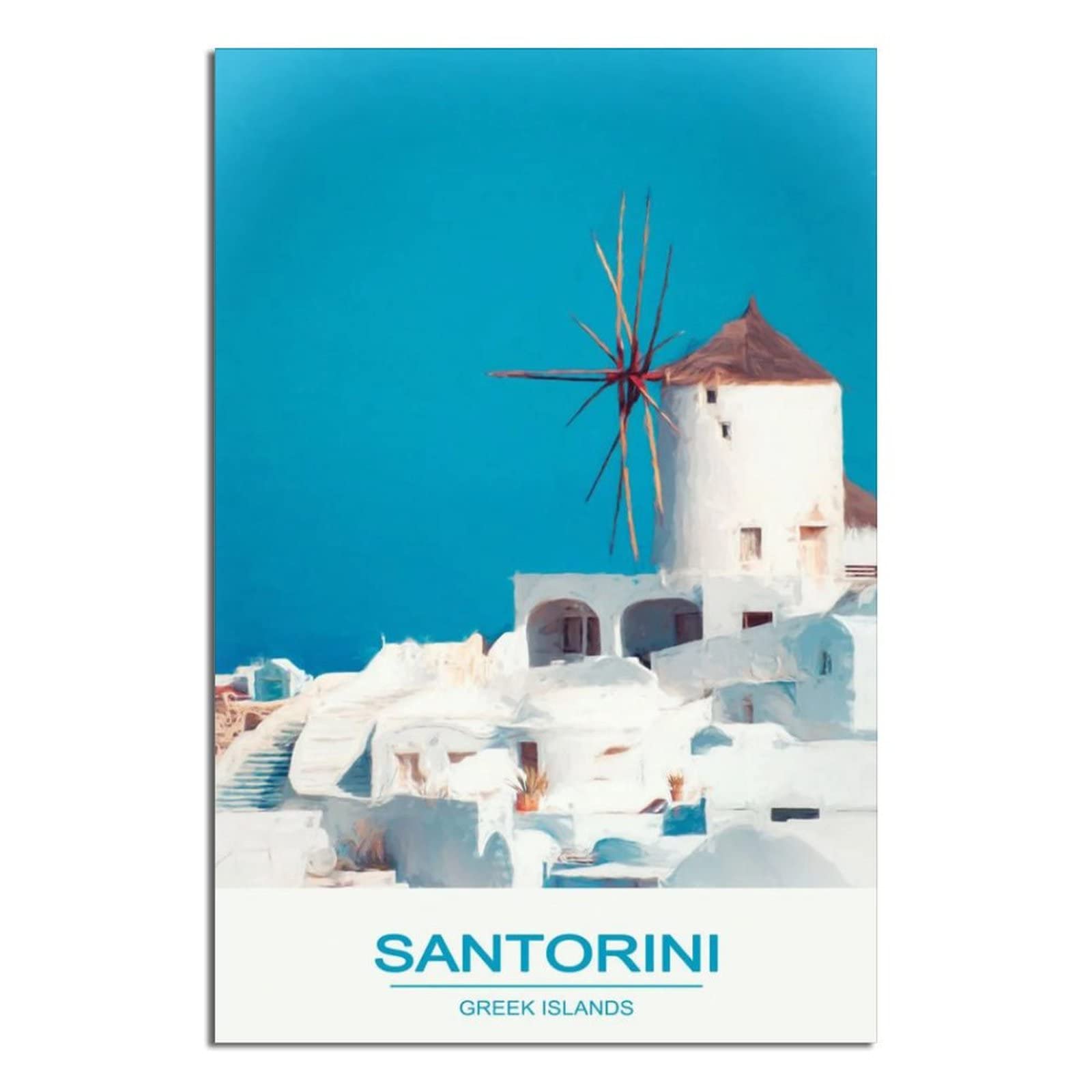 Vintage Santorini Greece Travel Posters - Canvas Wall Art Prints for Living Room, Bedroom & Office Decor - Perfect for Home, Airbnb & Travel Enthusiasts