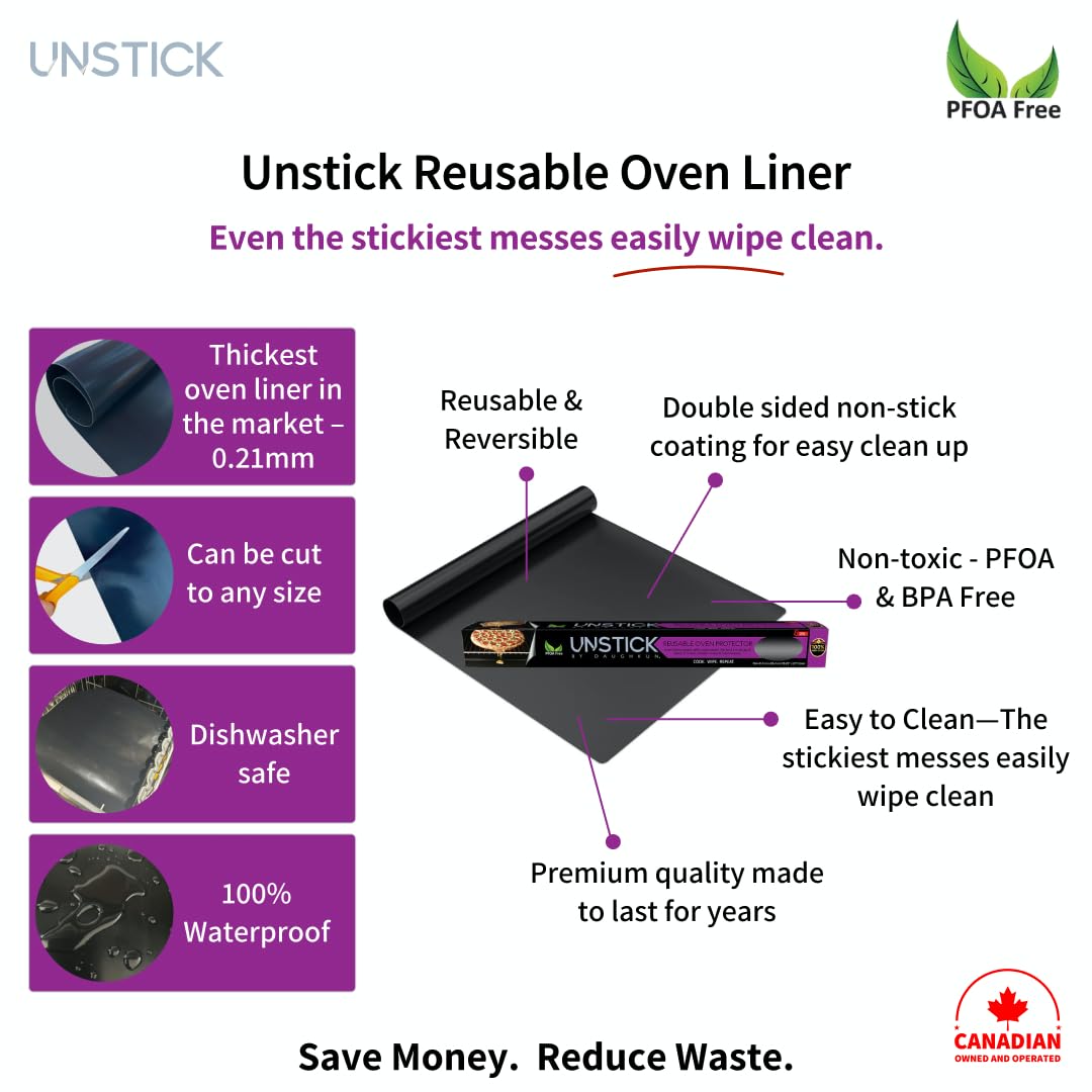 Non-Stick Oven Liner for Bottom of Oven - Heavy Duty Reusable Baking Mat - PFOA & PTFE Free - Heat Resistant to 500°F - Fits Electric, Gas, Toaster Ovens & Grills - Dishwasher Safe (1 Pack) - Perfect for Baking, Roasting & Spill Protection