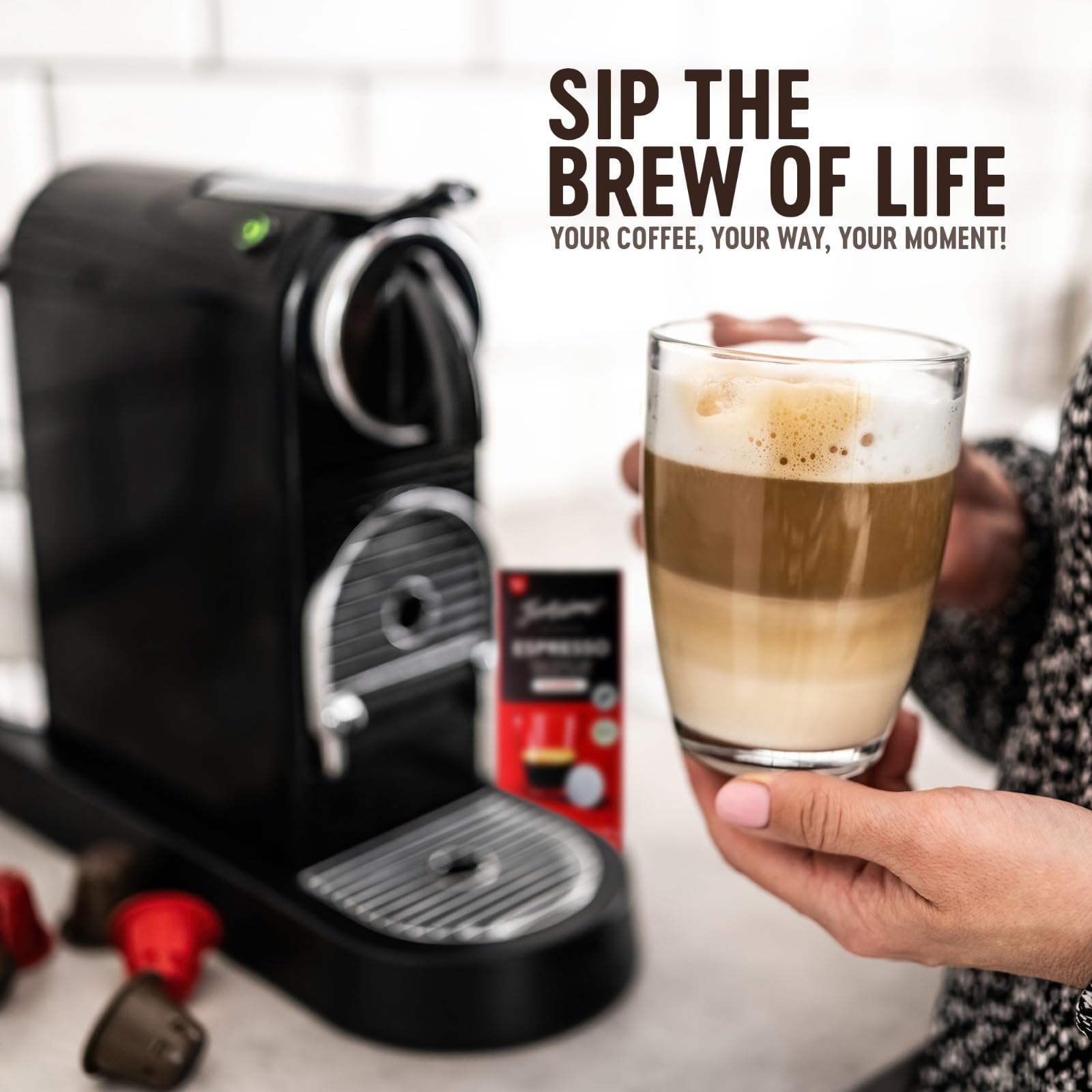 FORTISIMO Espresso Pods Variety Pack - 100 Count Nespresso Original Line Compatible Coffee Capsules - Italian Roast Dark Rich Flavor - Perfect for Home Office Breakfast or After Dinner Coffee Break