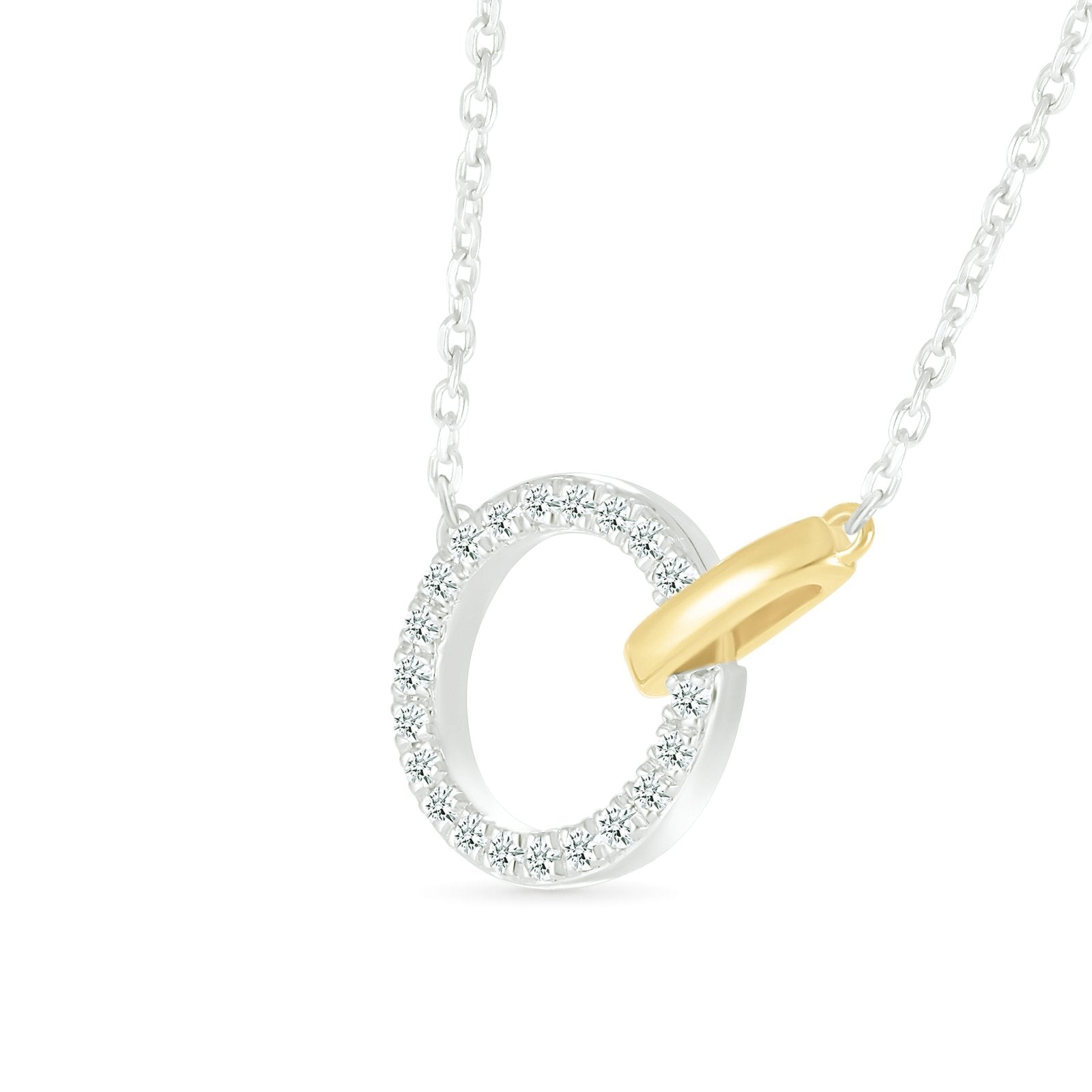 10k Yellow Gold Interlocking Diamond & Circle Necklace - Elegant Layering Jewelry for Women, Perfect for Weddings, Anniversaries & Special Occasions